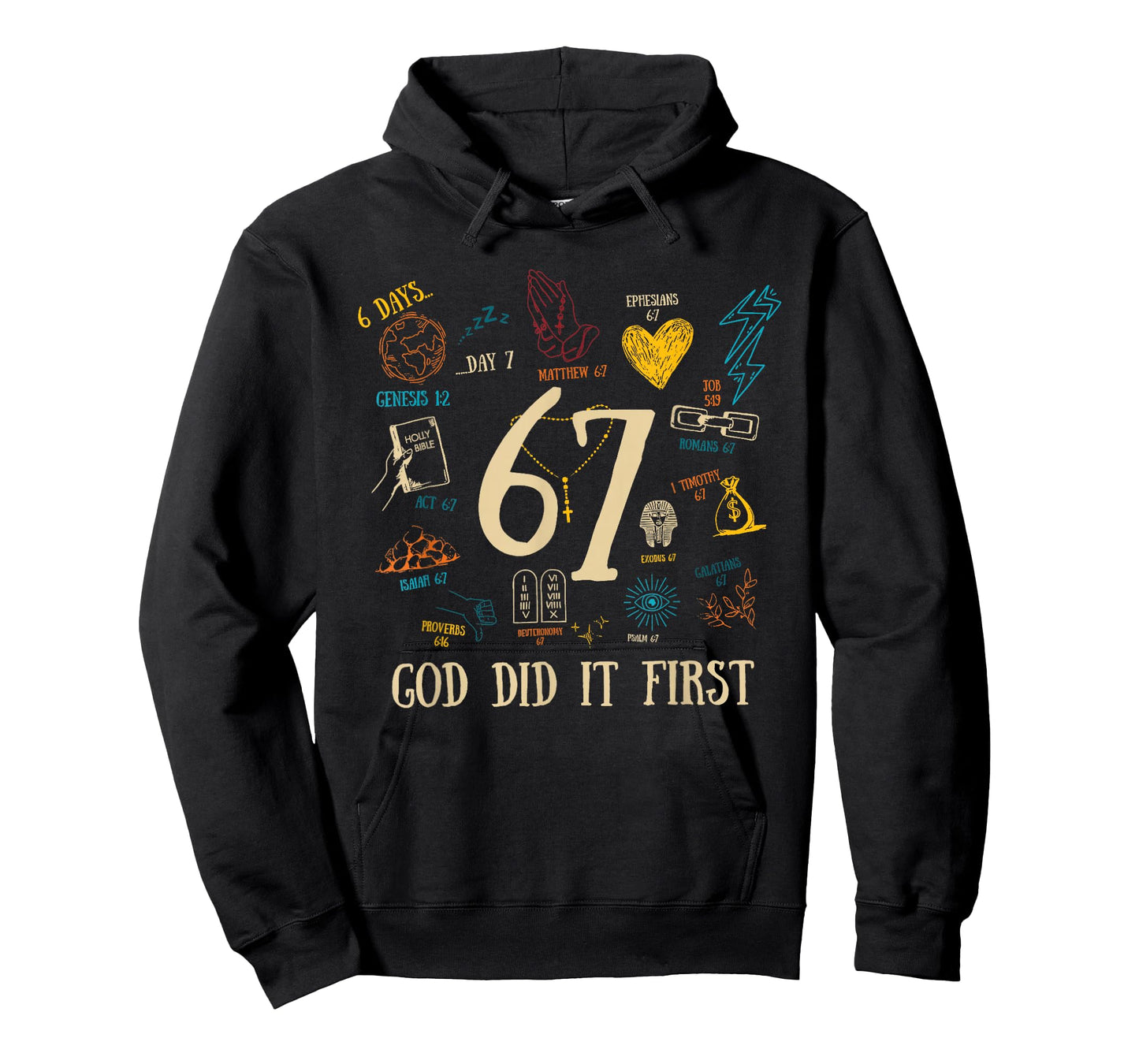 Vintage God Did It First 67 Six Seven Meme Christian Bible T-Shirt
