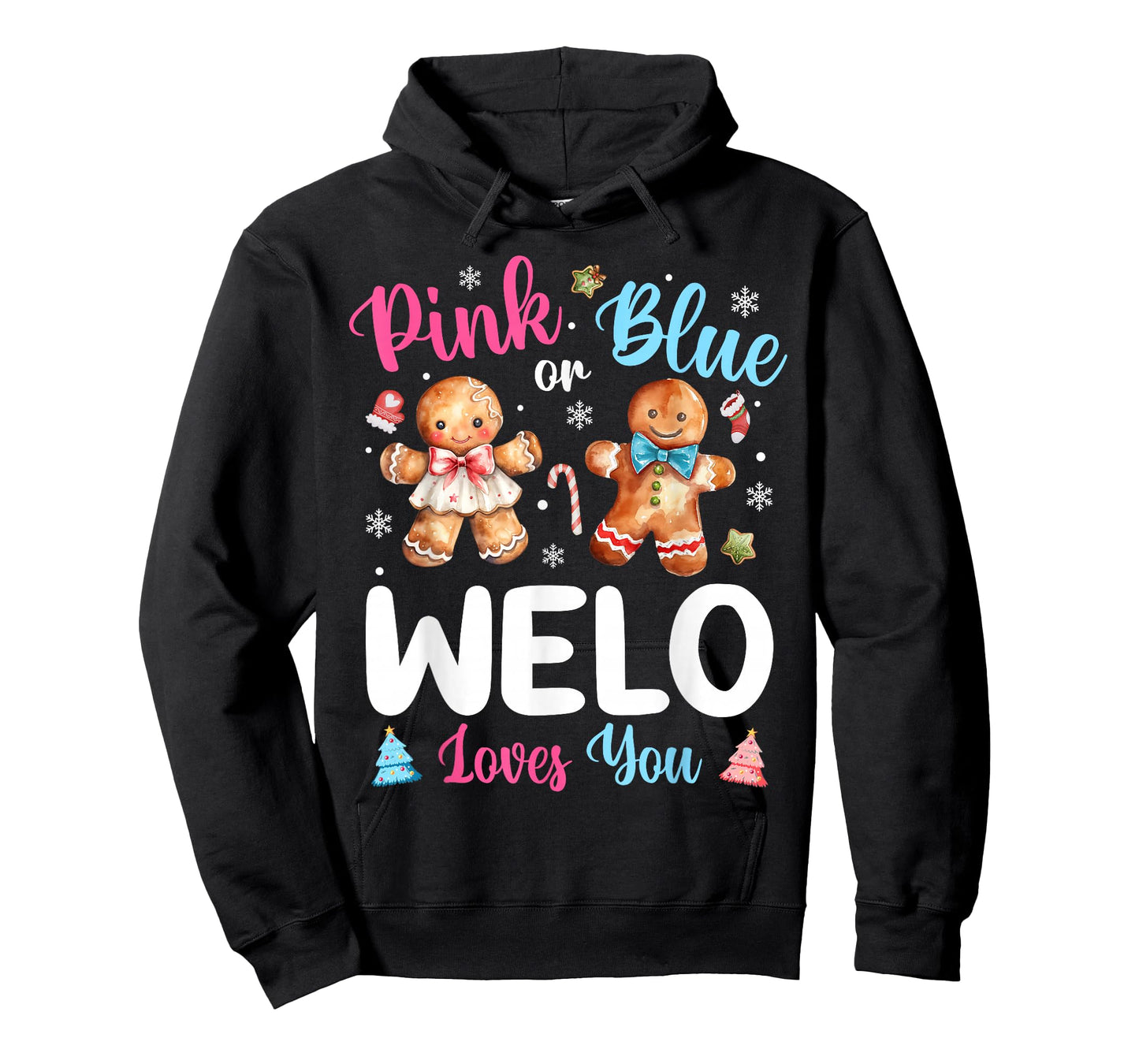 Pink or Blue Welo Loves You Gender Reveal Christmas T-Shirt