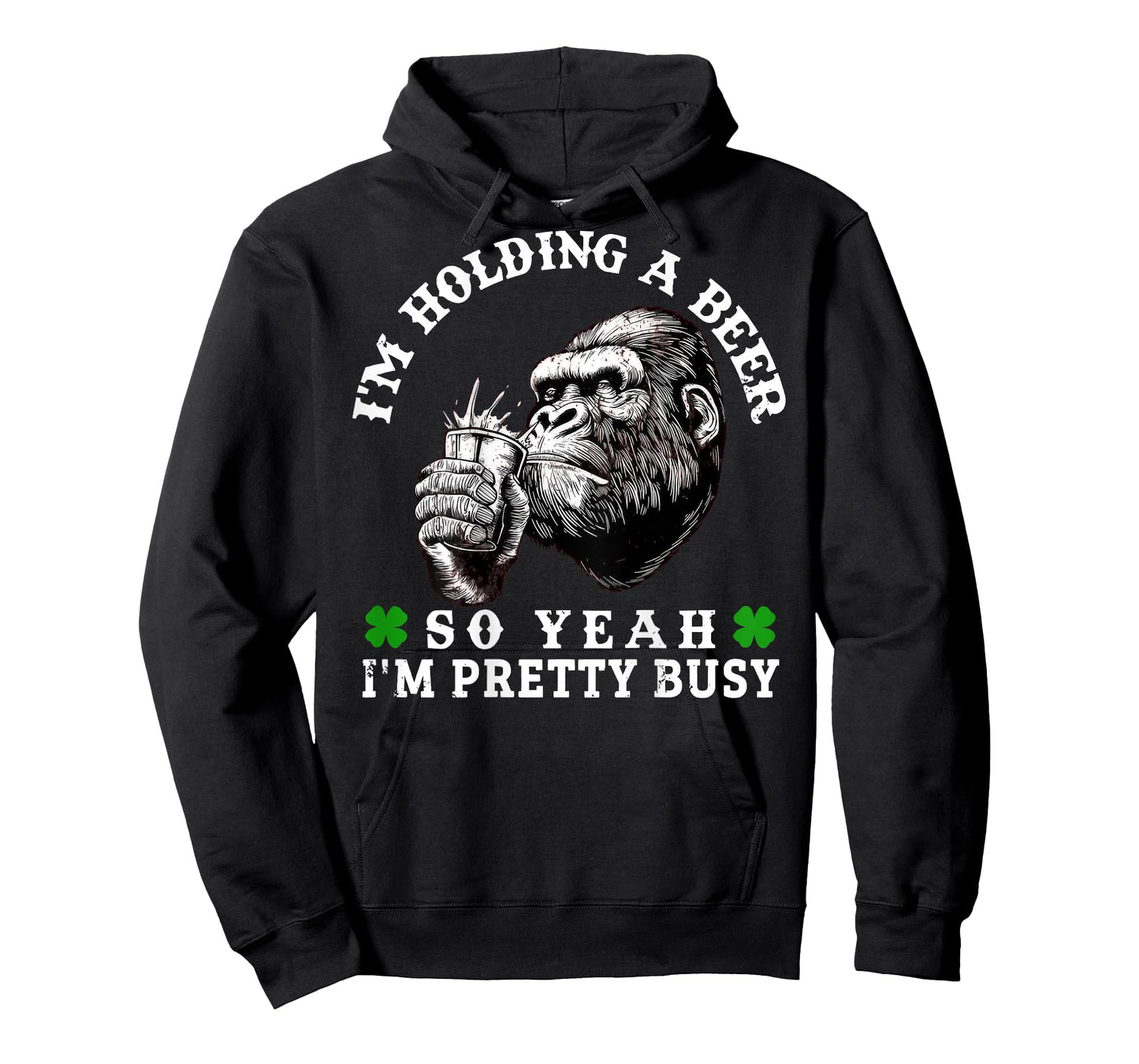 I’m Holding A Beer So Yeah I’m Pretty Busy Monkey (On Back) T-Shirt