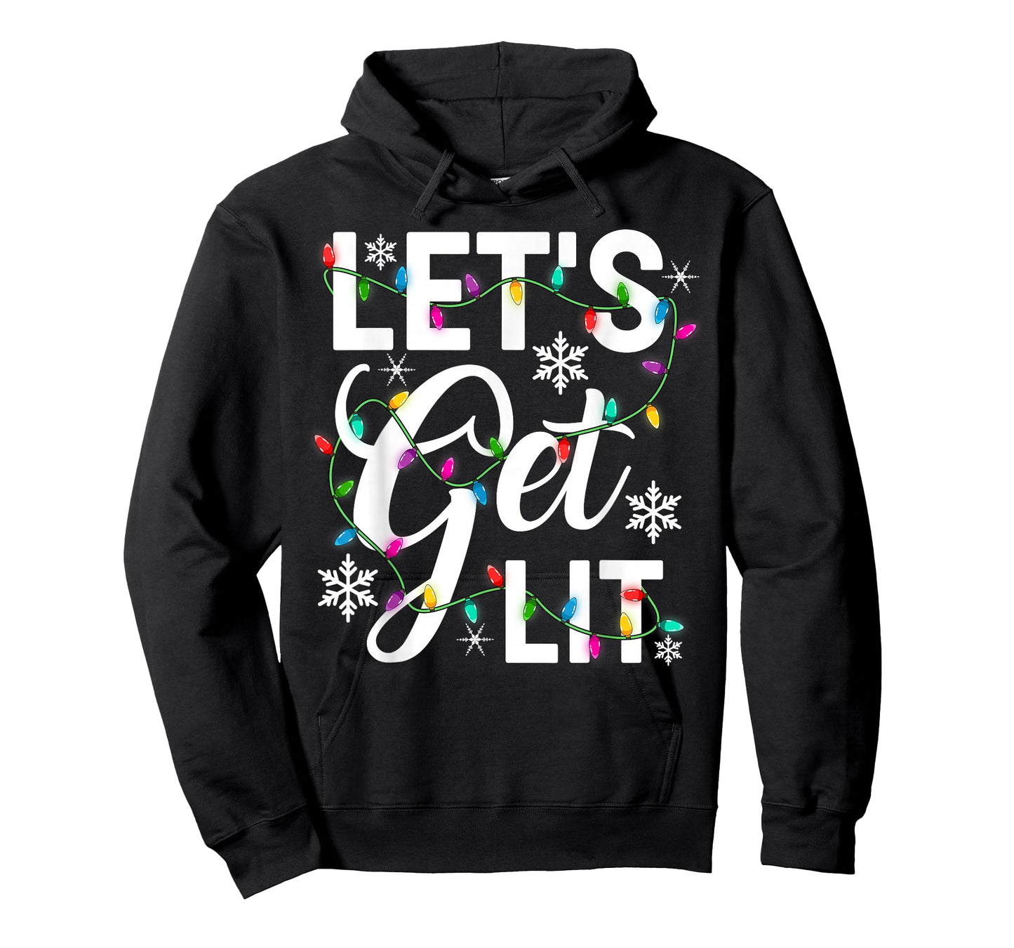 Women Let's Get Lit Xmas Lights Funny Christmas PJs Men Mom T-Shirt