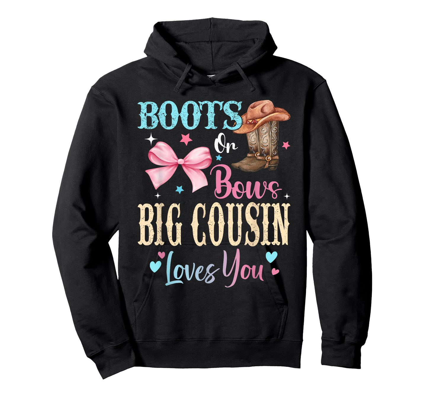 Boots or Bows Big Cousin Loves You Gender Reveal Family T-Shirt