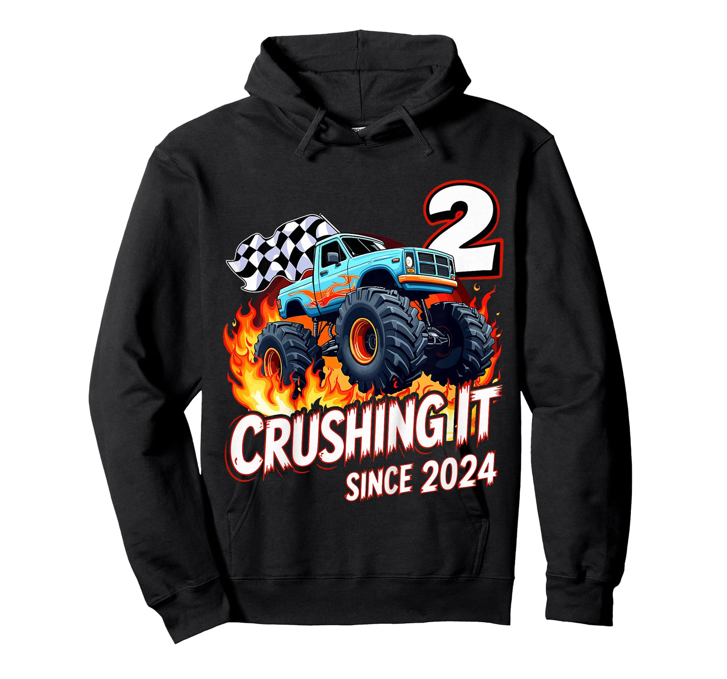 Kids 2nd Birthday Monster Truck 2 Year Old Boys Born 2024 T-Shirt