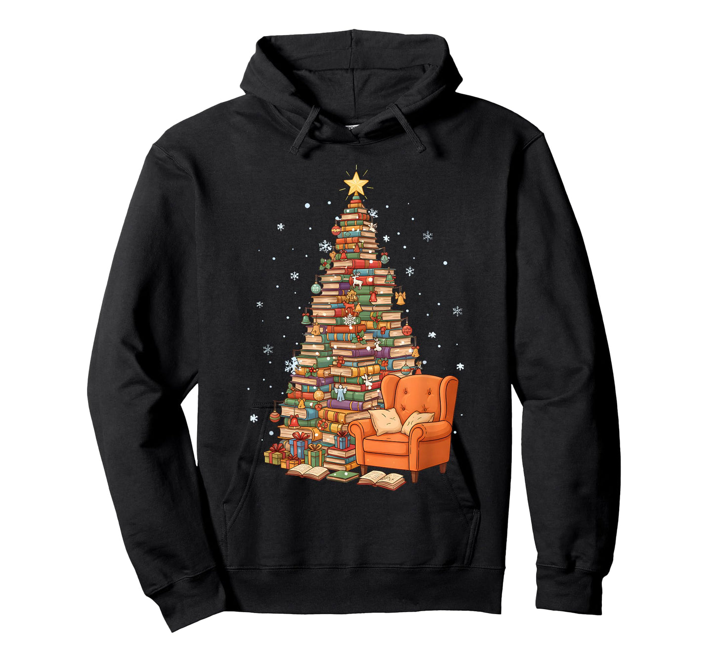Funny Christmas Books Tree Book Lover Teacher Librarian T-Shirt
