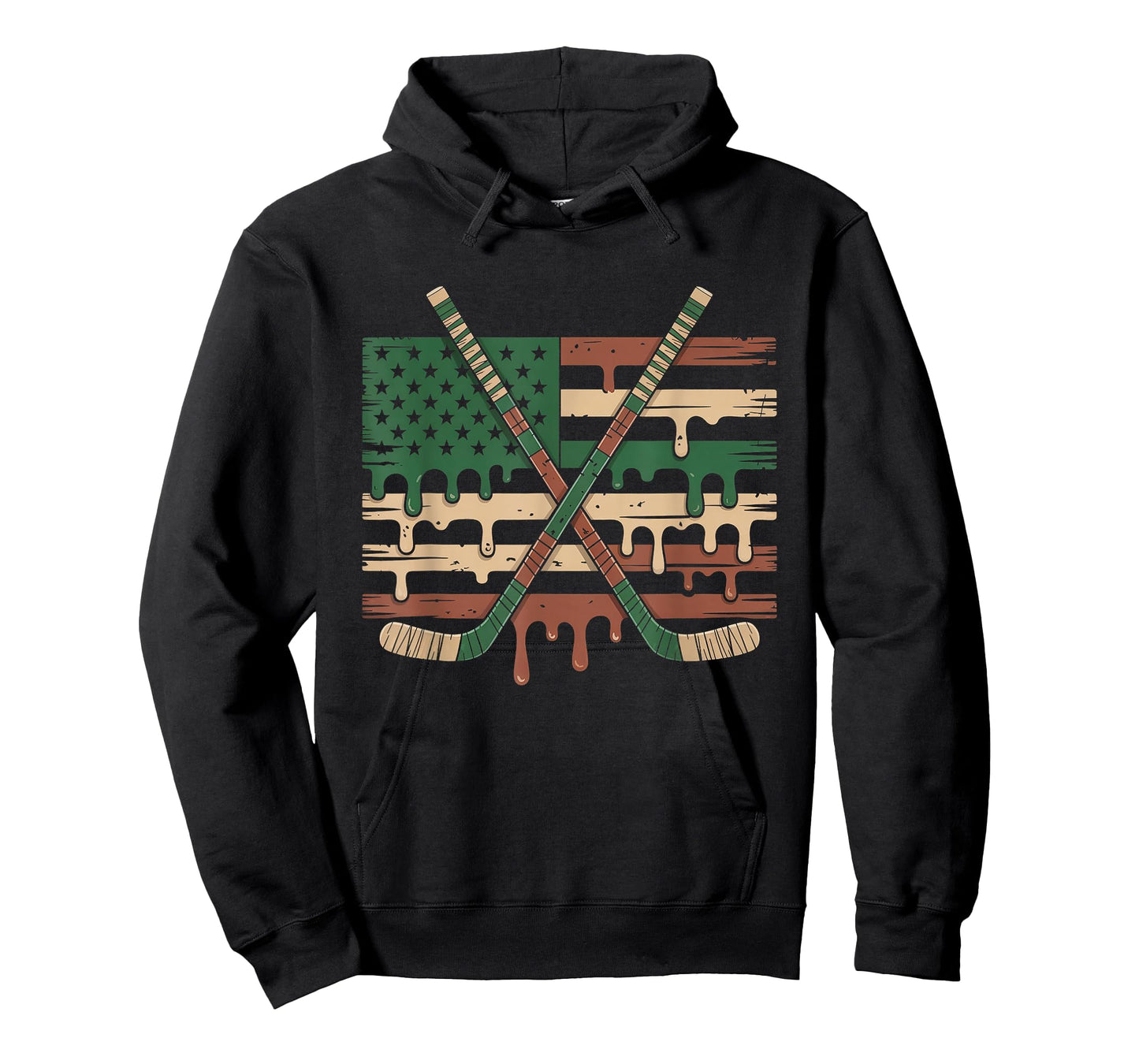 Hockey Ice Cream Drip Camo USA Flag T-Shirt