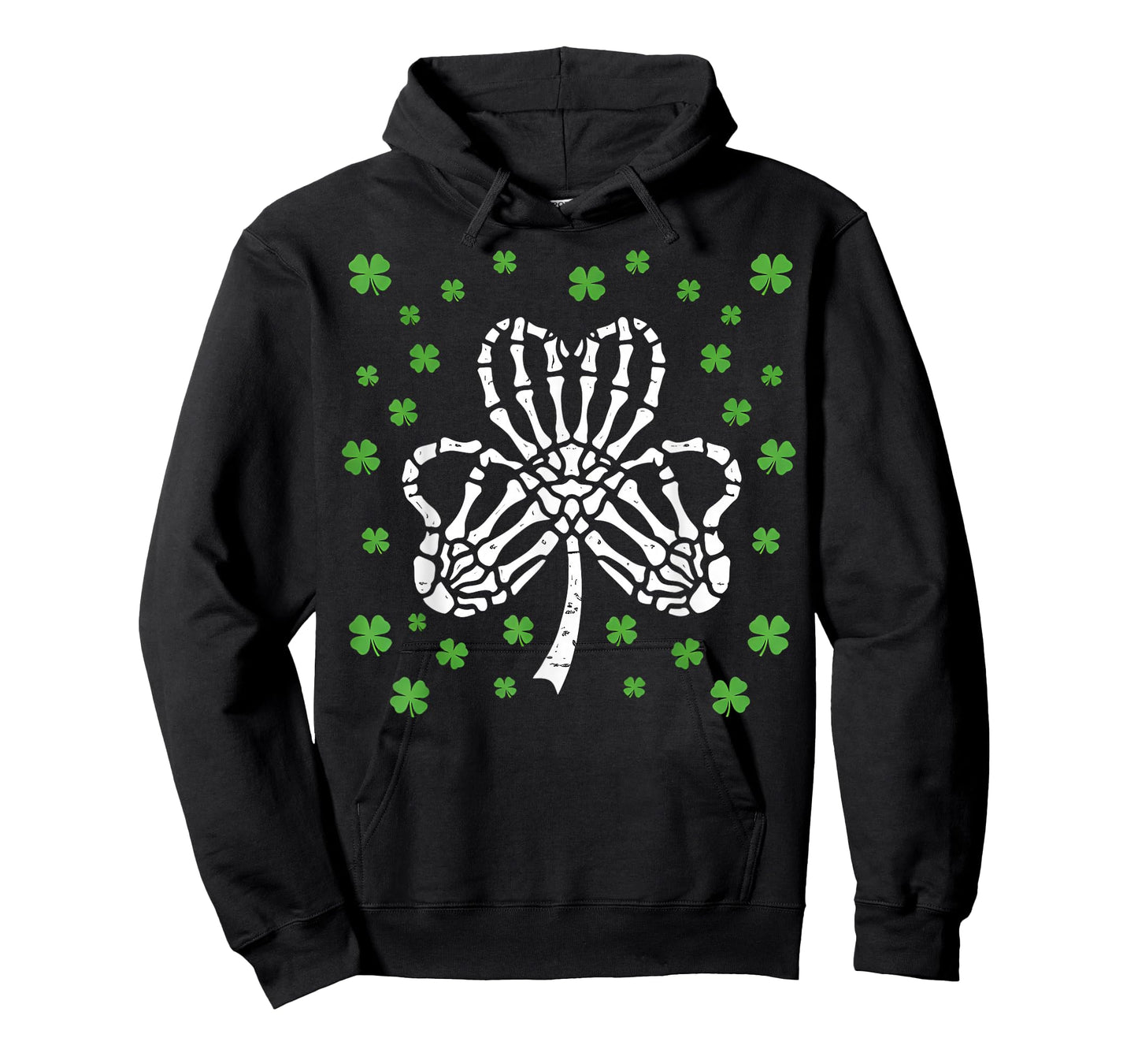 St Patrick Day Skeleton Hand Heart Shamrock Funny Women Kids T-Shirt