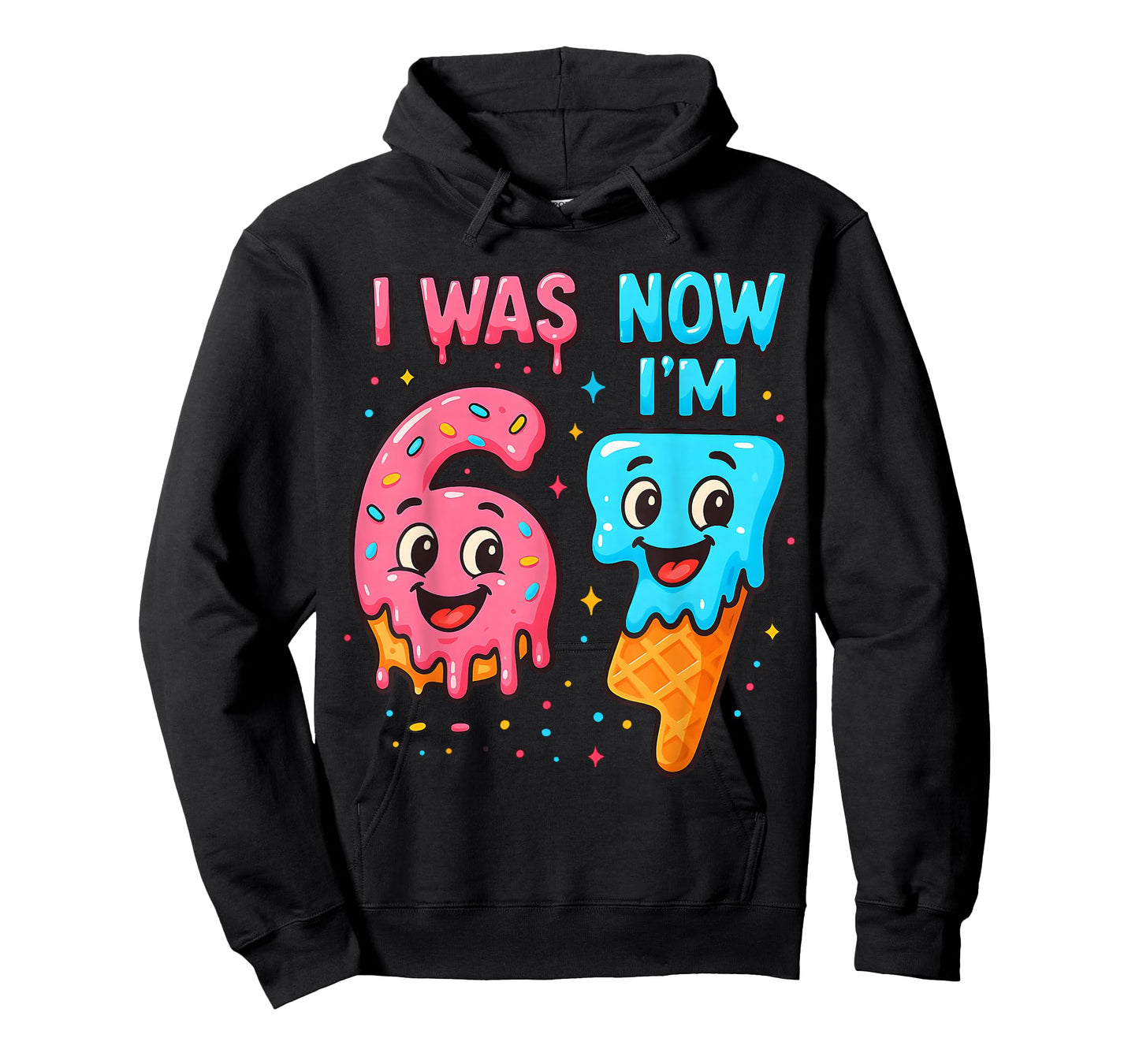 I was 6 Now I'm 7 Years Old Birthday 67 Ice Cream Drip Kids T-Shirt