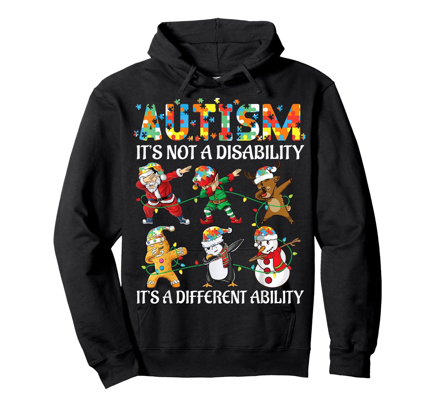Autism Different Ability Christmas Santa and Elf Dabbing T-Shirt