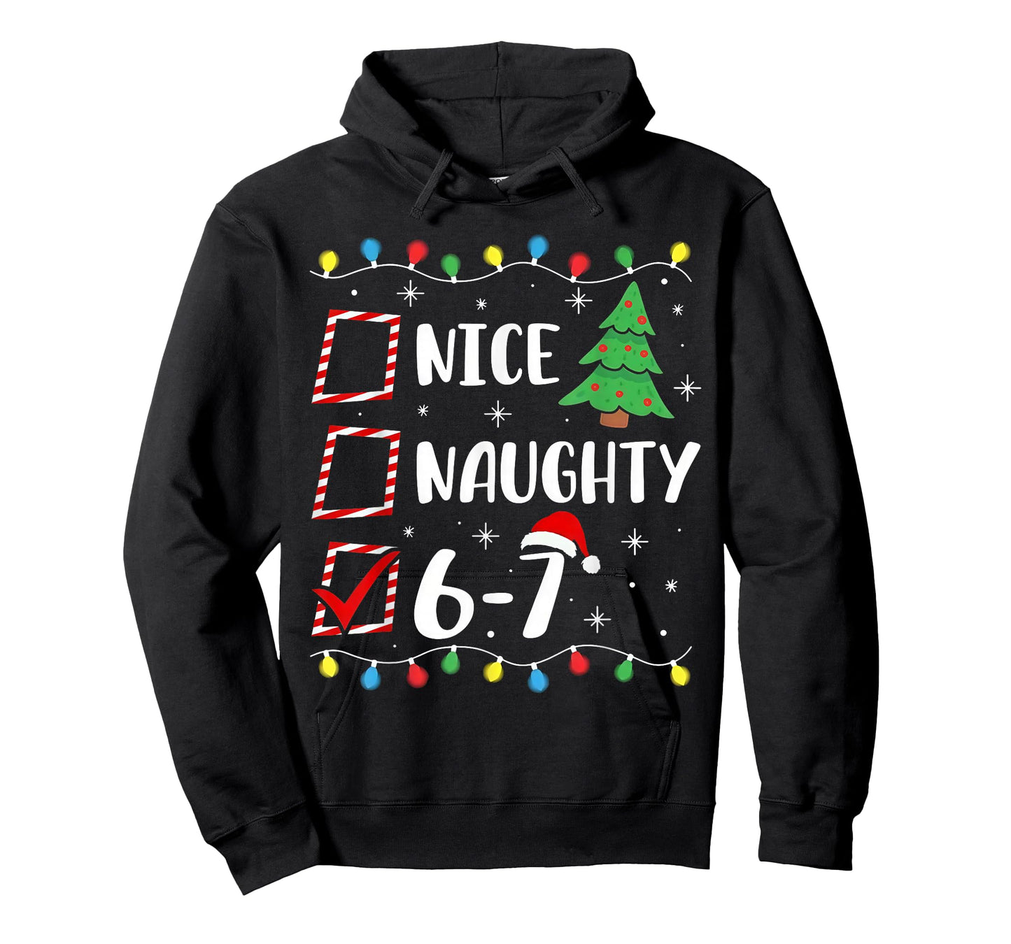 Christmas Nice Naughty 67 Brainrot Funny 6-7 Meme T-Shirt