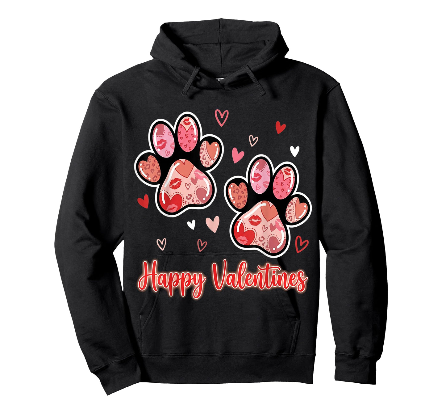 Hearts Cute Paw Valentine Dog and Happy Valentines Cat Lover T-Shirt