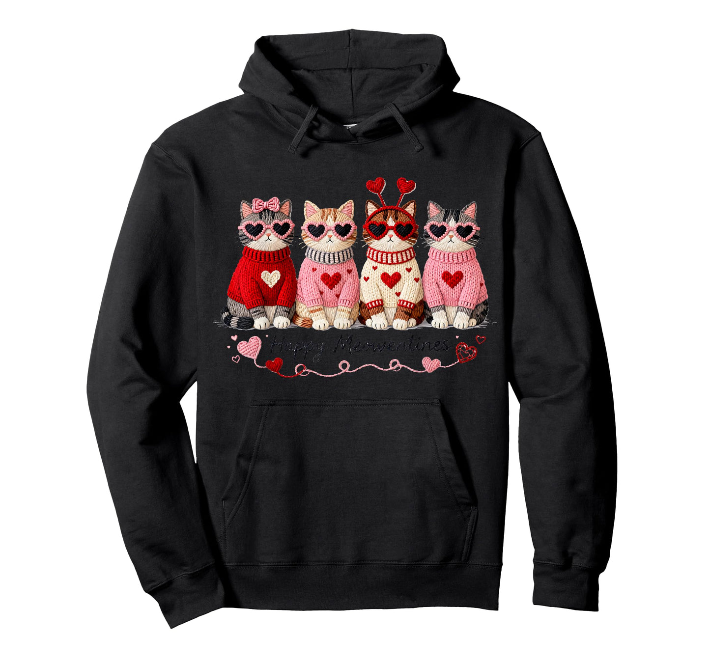 Happy Meowentines Cute Cat Valentine Love Crochet Yearn T-Shirt
