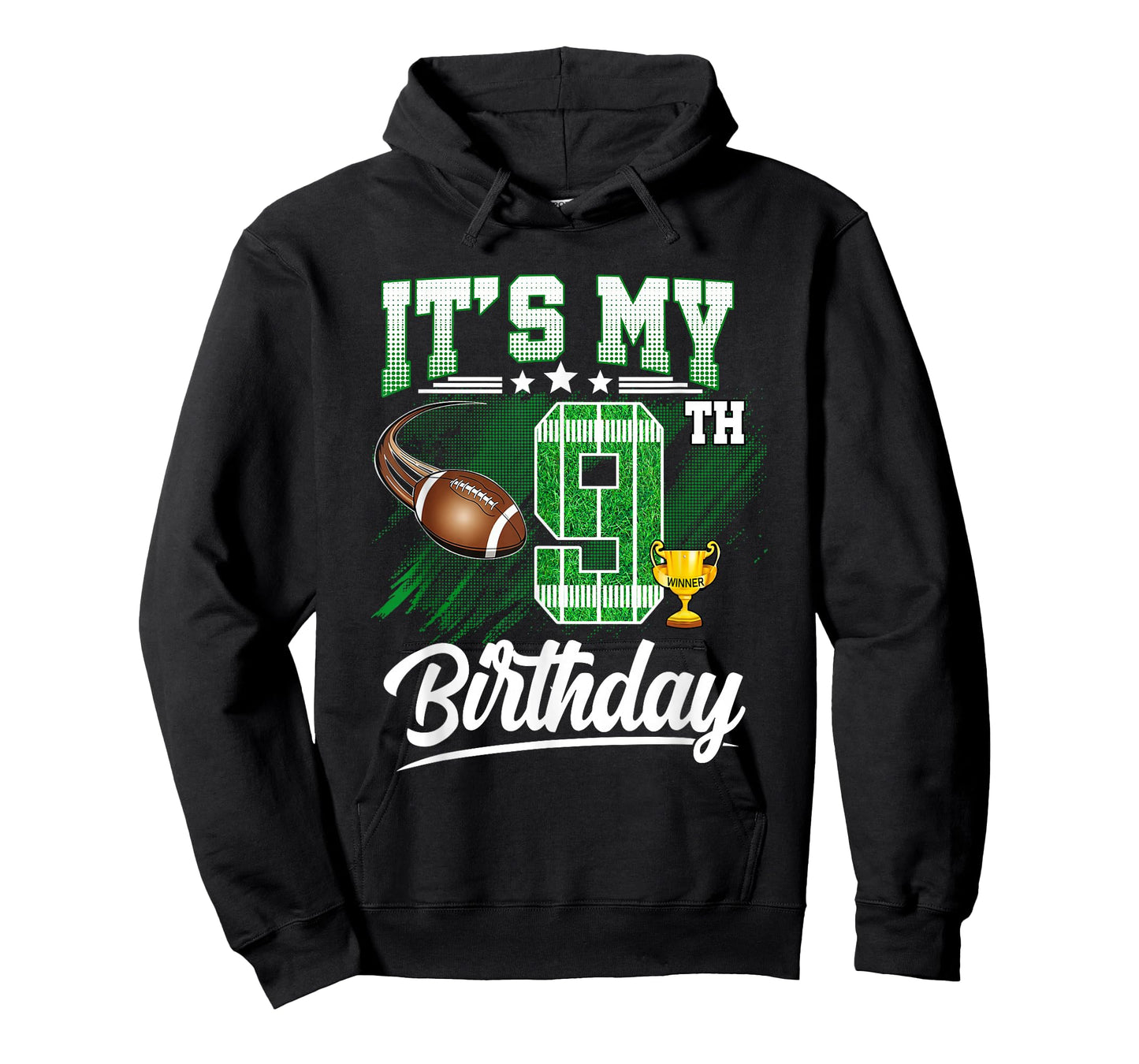 Kids 9 Year Old It's My 9th Birthday Football Themed Party T-Shirt