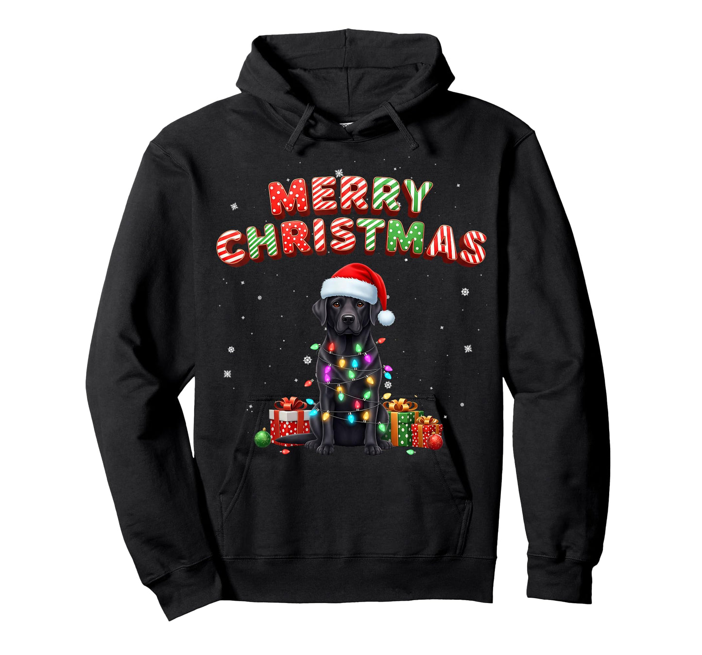 Black Lab Labrador Dog Merry Christmas Matching Family Xmas T-Shirt