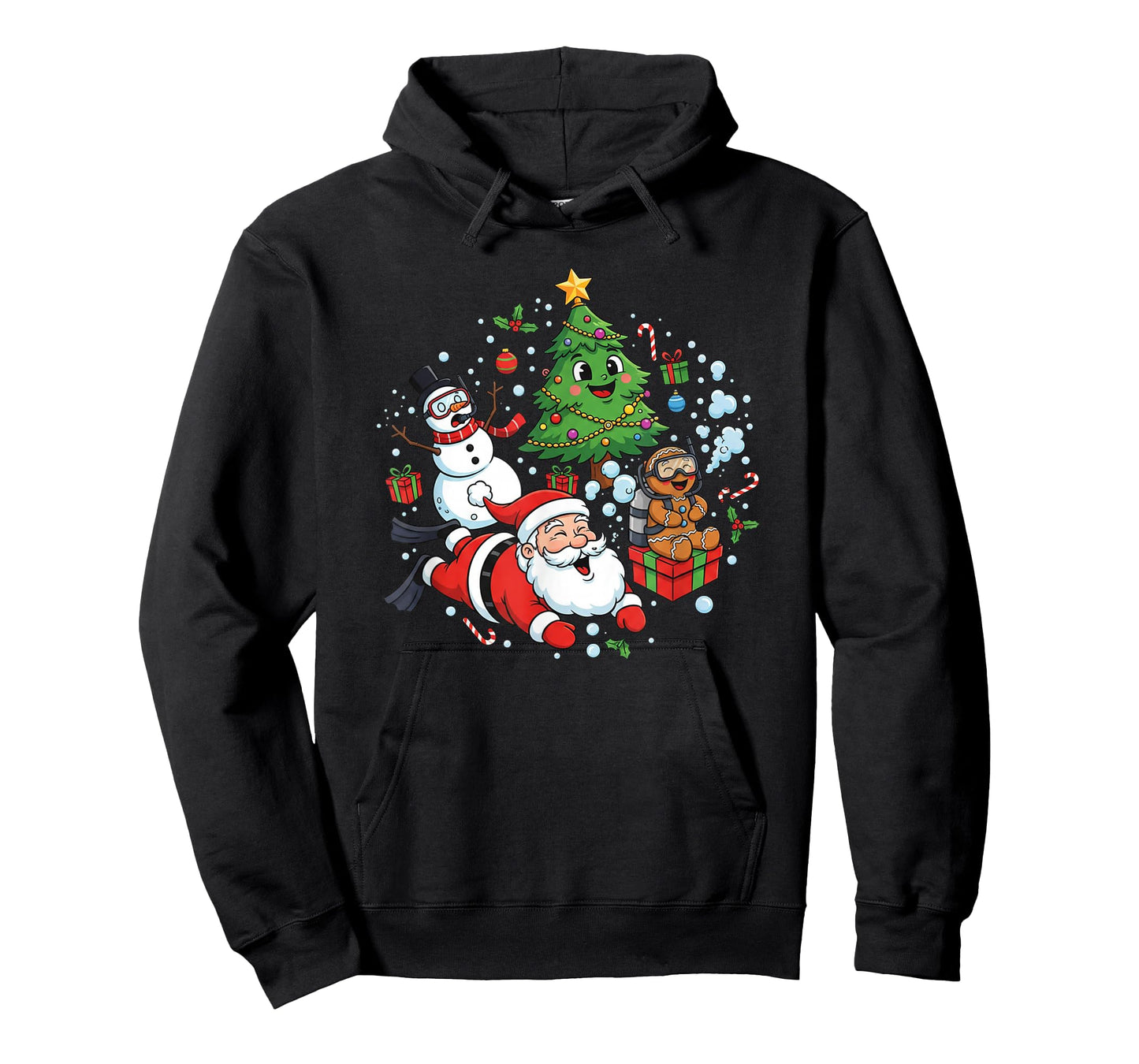 Scuba Diving Scuba Dive Diver Santa Snowman Christmas Tree T-Shirt