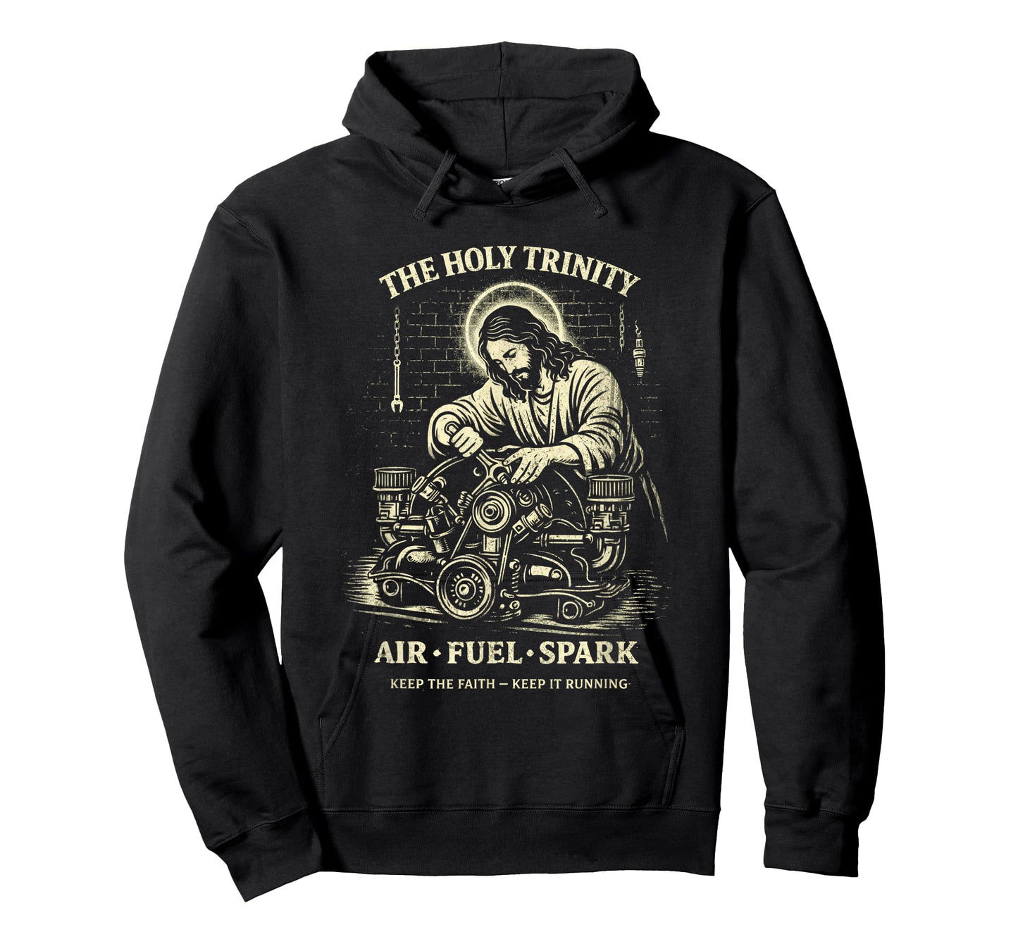 Holy Trinity Air Fuel Spark Keep The Faith Keep It Running T-Shirt