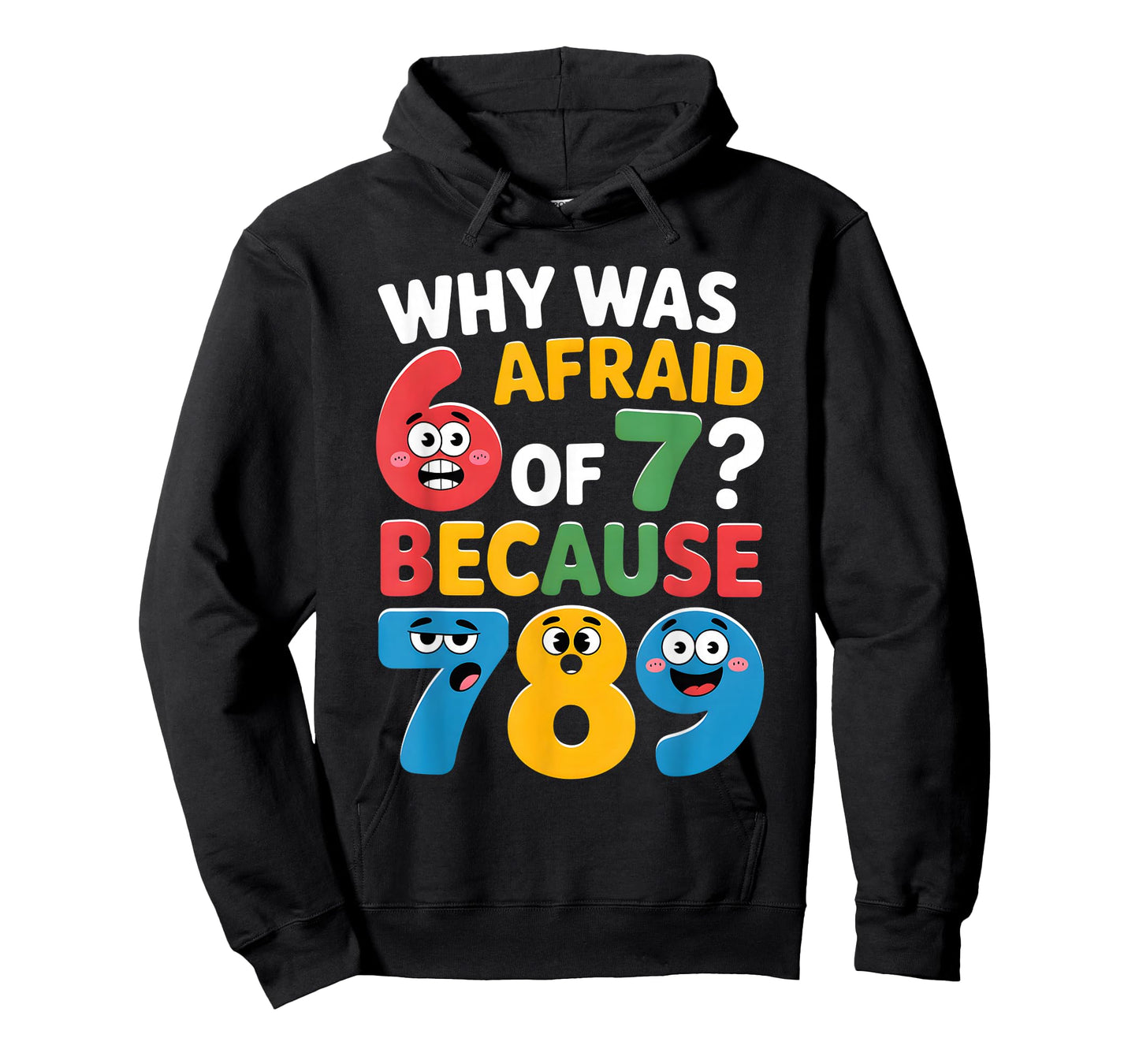 Why was 6 Afraid of 7 Funny Math Day Joke Cartoon Numbers T-Shirt