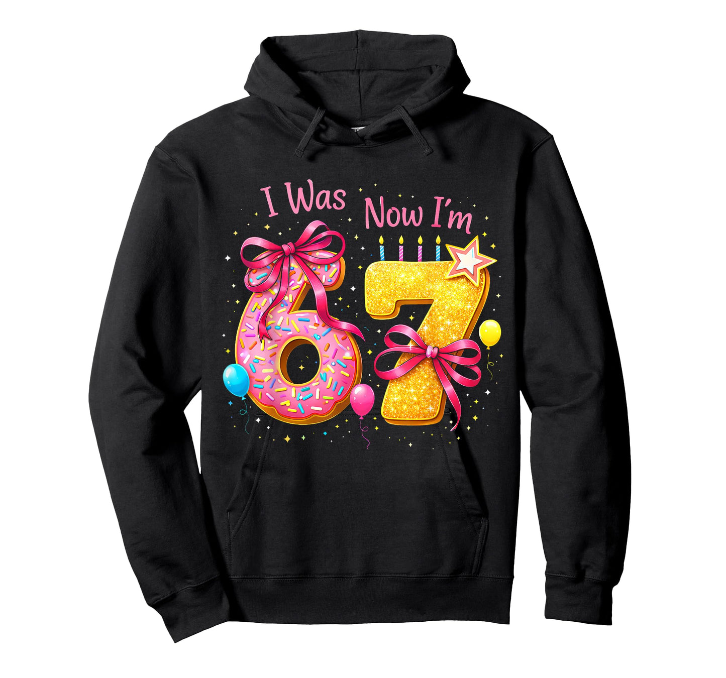 7th Birthday Girl I was 6 Now I'm 7 Years Old Girls Birthday T-Shirt