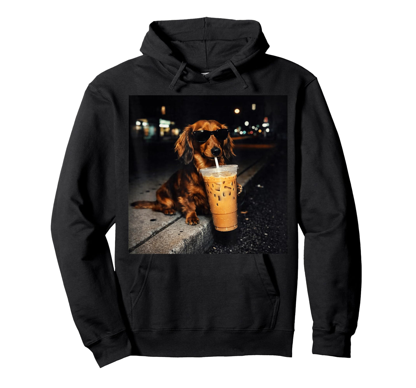 Funny Dachshund Drinking Iced Coffee Cute Dog Meme Humor T-Shirt