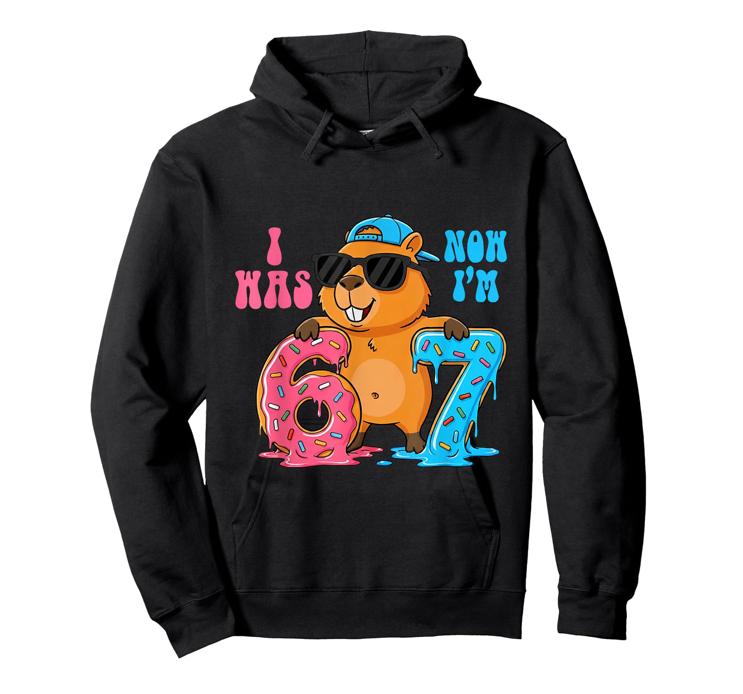 I was Six Now I'm Seven 6 7 Capybara 67 Meme 7th Birthday T-Shirt