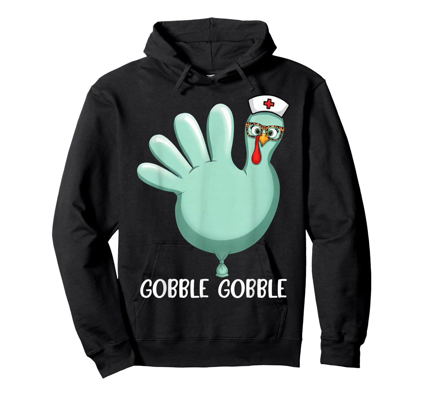 Thanksgiving Turkey Glove Gobble Thankful Nurse Medical Fall T-Shirt