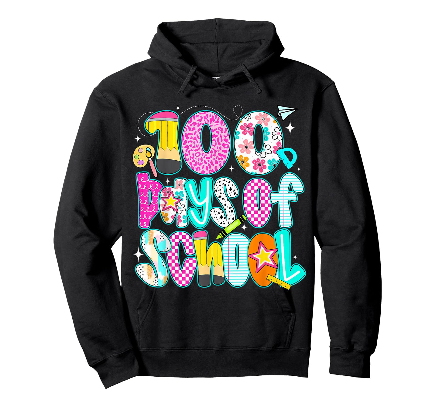 Preppy Floral Pencil 100 Days of School Teacher Student T-Shirt