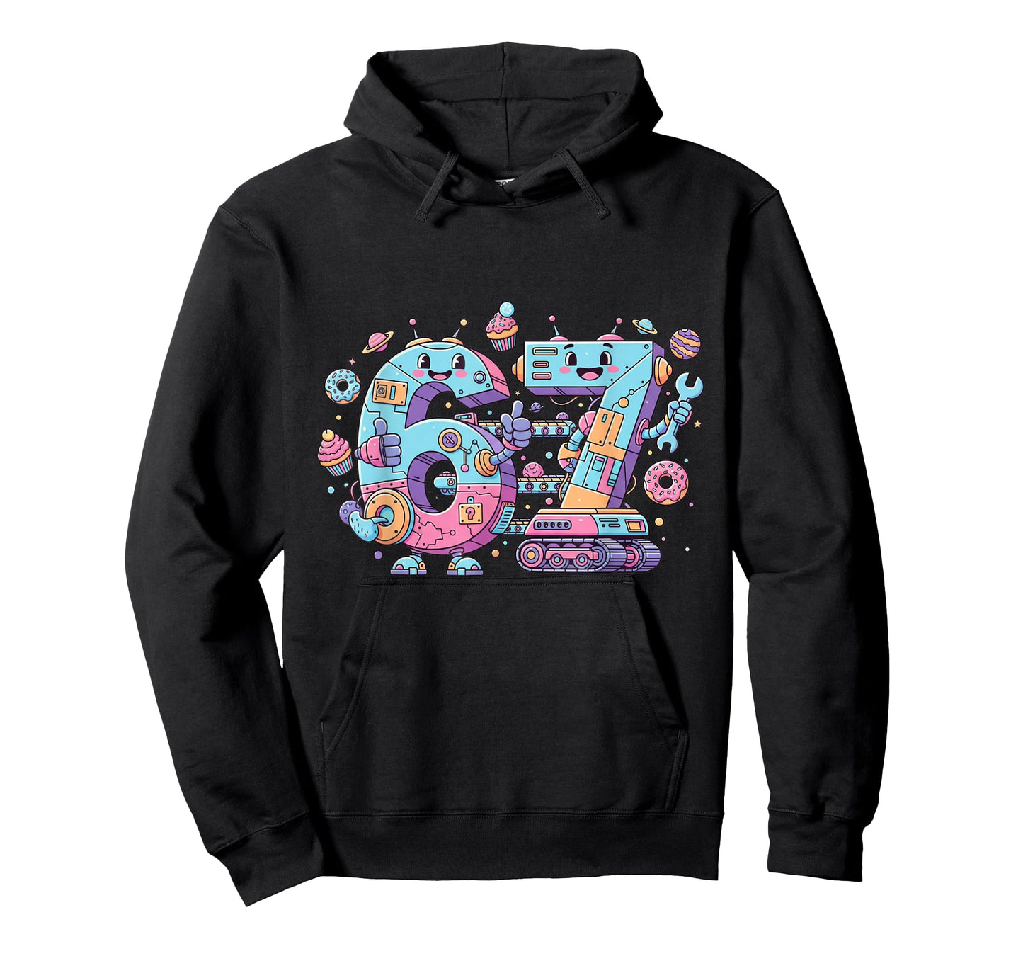 Funny Six Seven Cute Vintage & Retro Robot Art Number 67 Tee T-Shirt