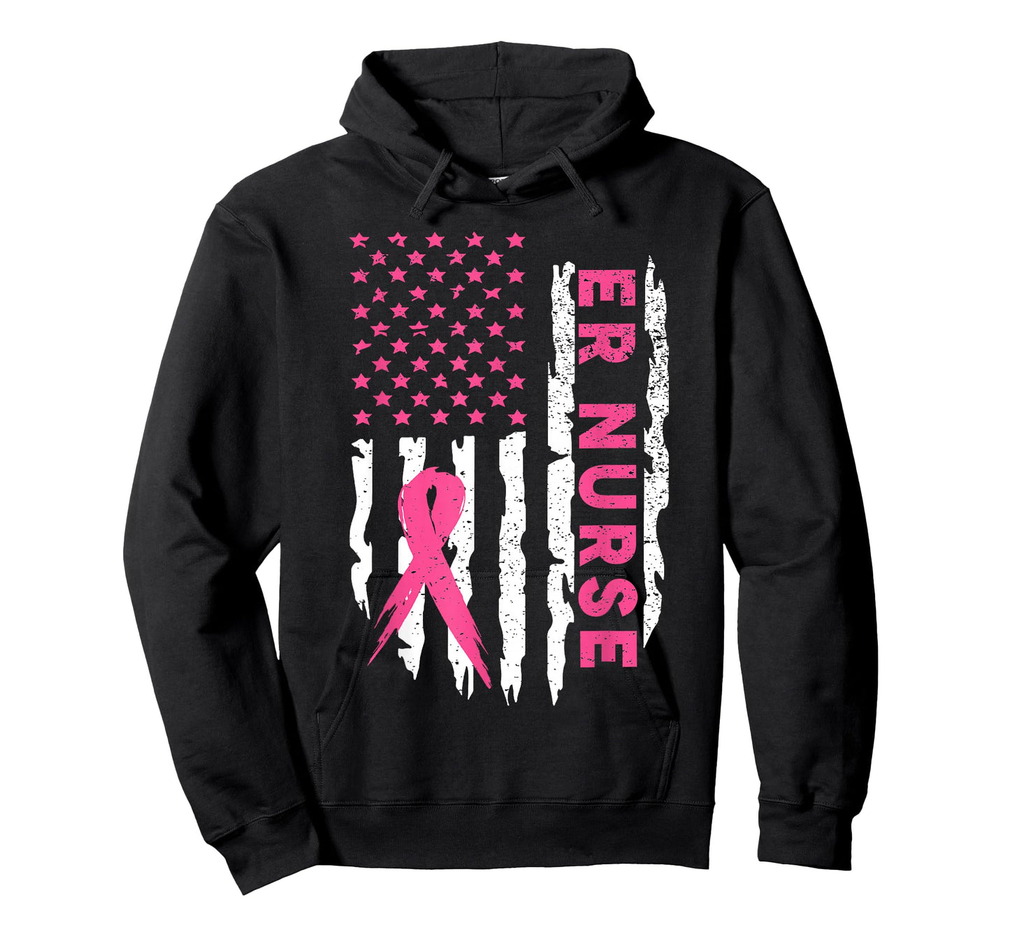 Er Nurse American Flag Nurse Breast Cancer Awareness T-Shirt