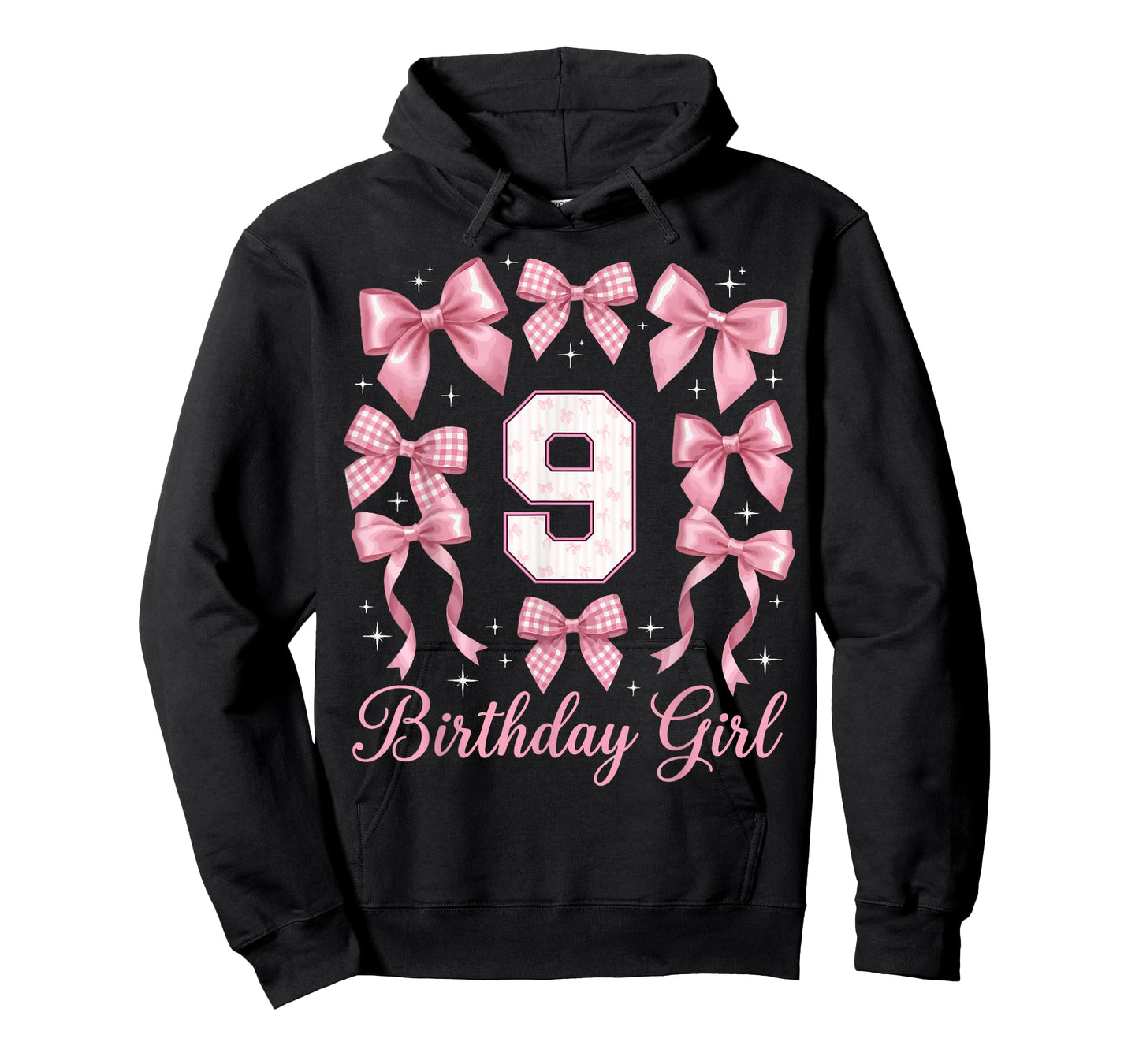 9th Birthday Shirt for Girls Coquette Bow Nine 9 Year Old T-Shirt