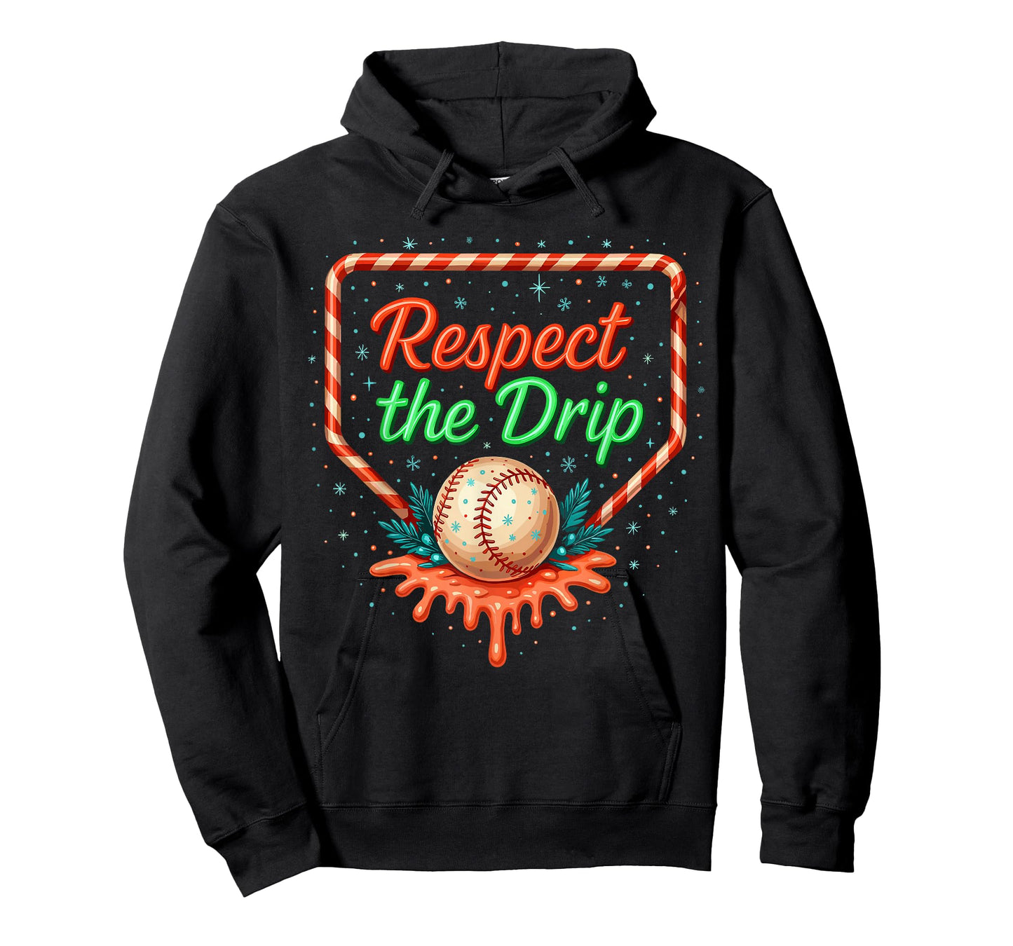 Baseball Lifestyle Apparel, Xmas Baseball Respect The Drip T-Shirt