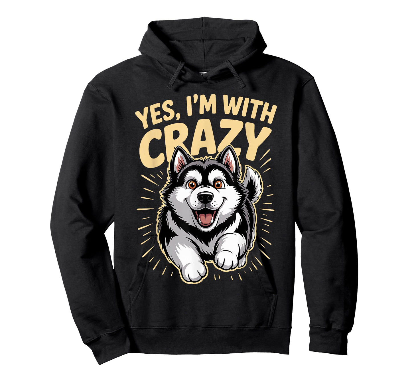 Yes I'm with Crazy Pet Dog Cartoon Funny Alaskan Malamute T-Shirt