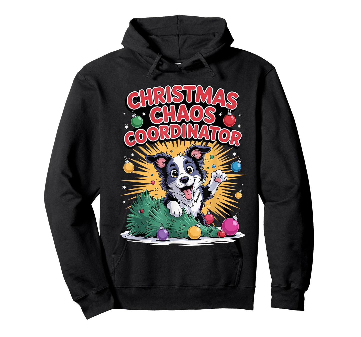 Christmas Chaos Coordinator Xmas Dog Funny Border Collie T-Shirt