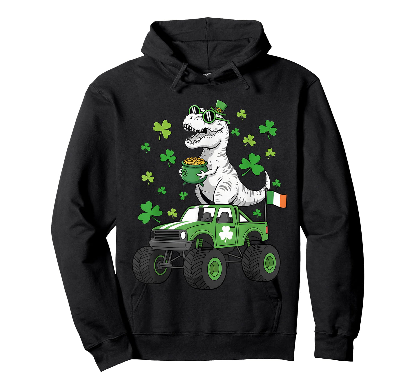 Kids St Patricks Trex On Monster Truck Dino Boys Kids Youth T-Shirt