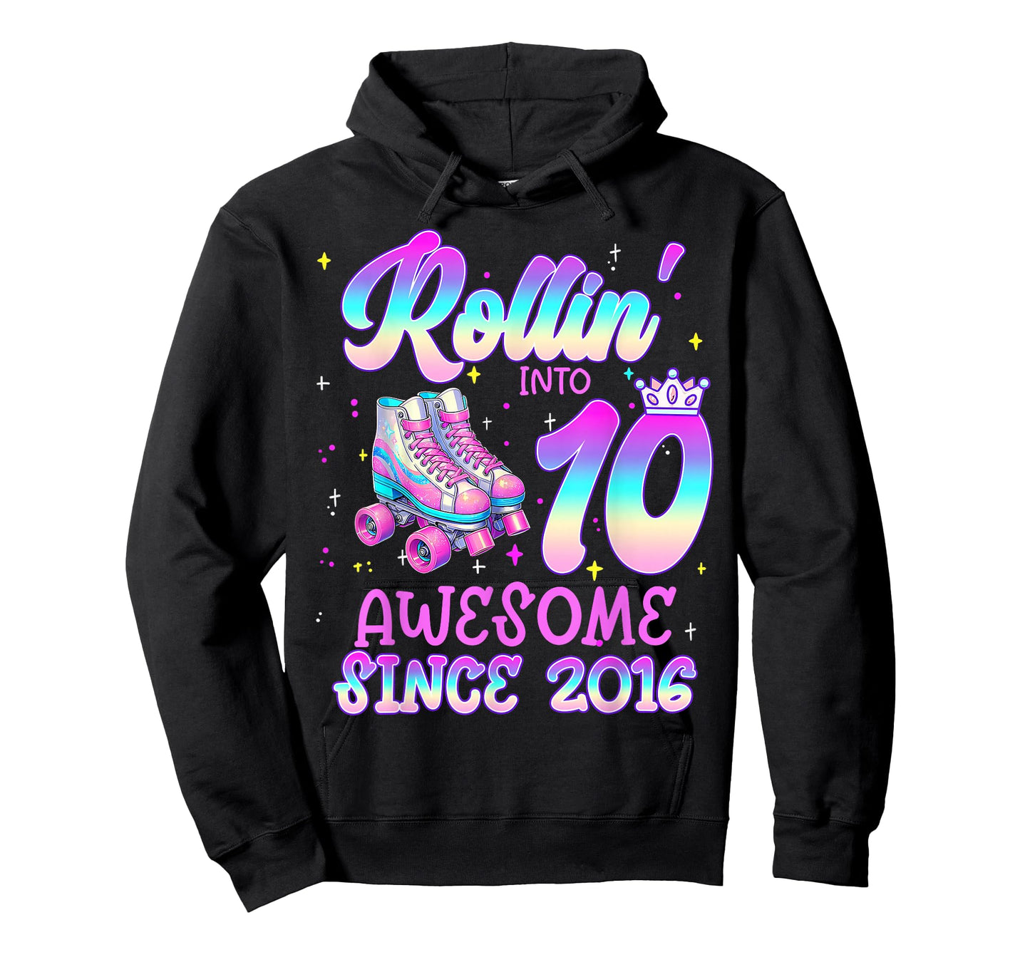 Rolling Into 10 Year Old 10th Birthday Girl Roller Skating T-Shirt