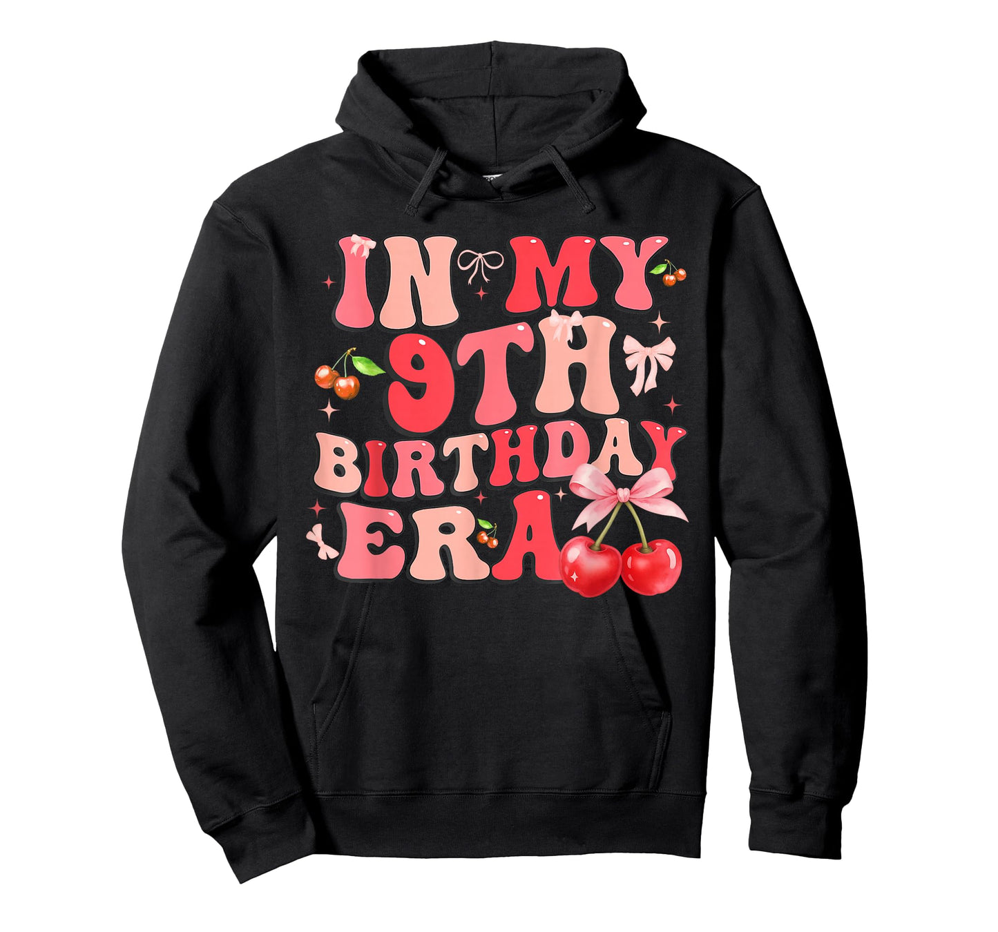 in My 9th Birthday Era Cherry Coquette Bow 9 Year Old Girls T-Shirt