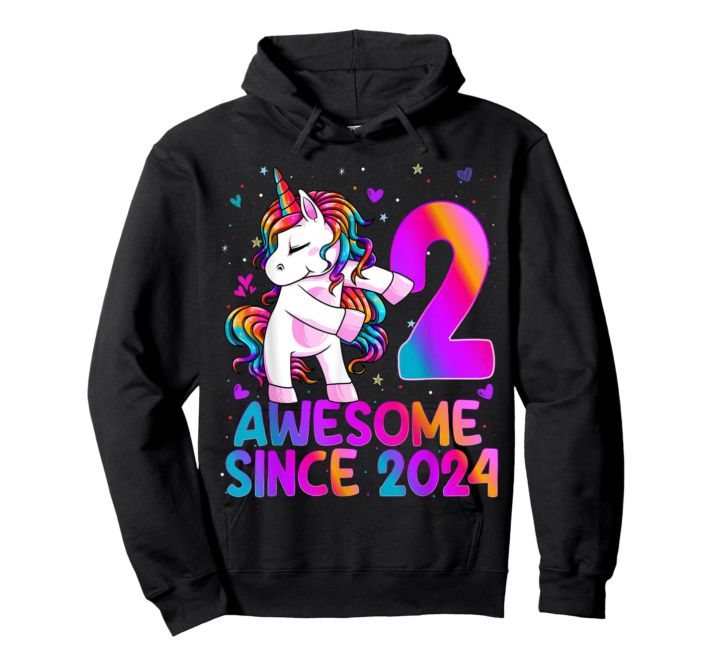 2 Year Old Girl Awesome Since 2024 Unicorn 2nd Birthday Girl T-Shirt