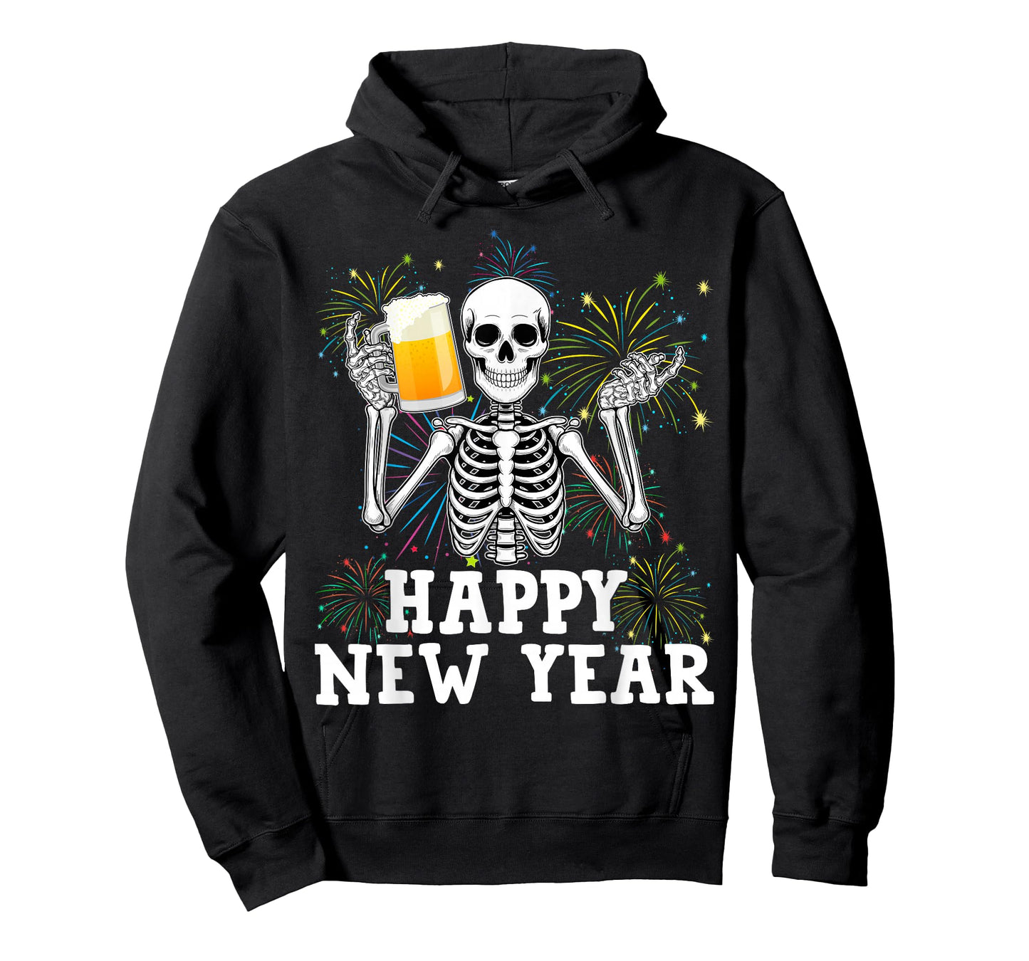 Happy New Year 2026 Skeleton Drinking Beer New Years Eve Men T-Shirt
