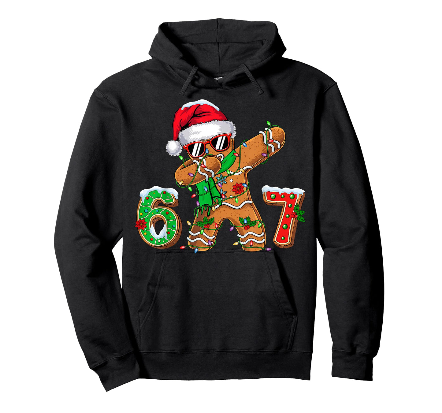 Funny Gingerbread Dabbing Six Seven 67 Meme Christmas Boys T-Shirt