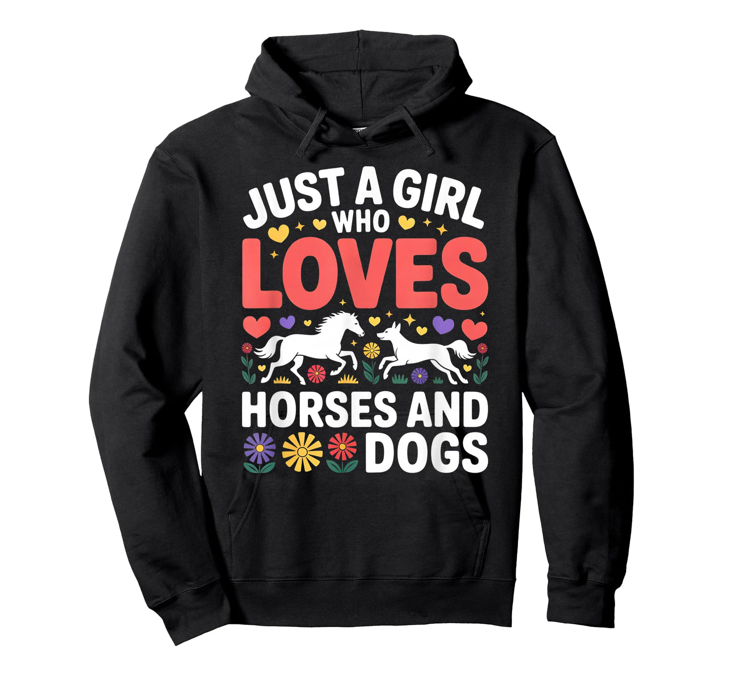 Cute Girl Who Loves Horses and Dogs Design T-Shirt