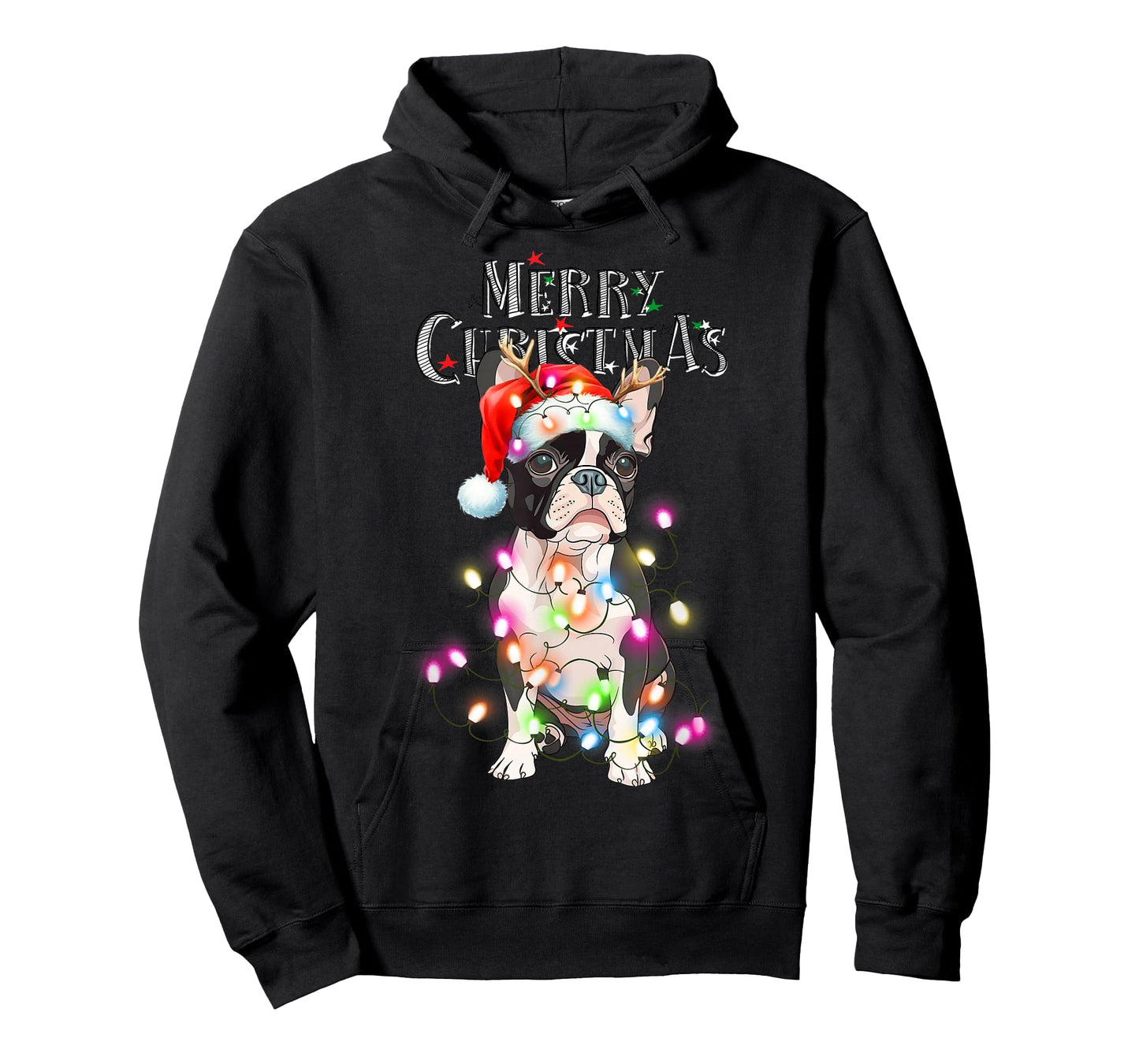 Boston Terrier Christmas Lights Xmas Dog T-Shirt