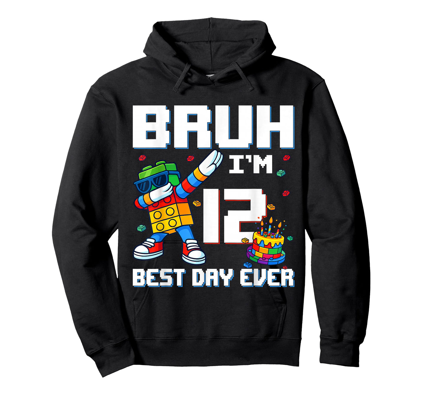 Bruh I’m 12 Colorful Block Character Birthday Kids Boys T-Shirt