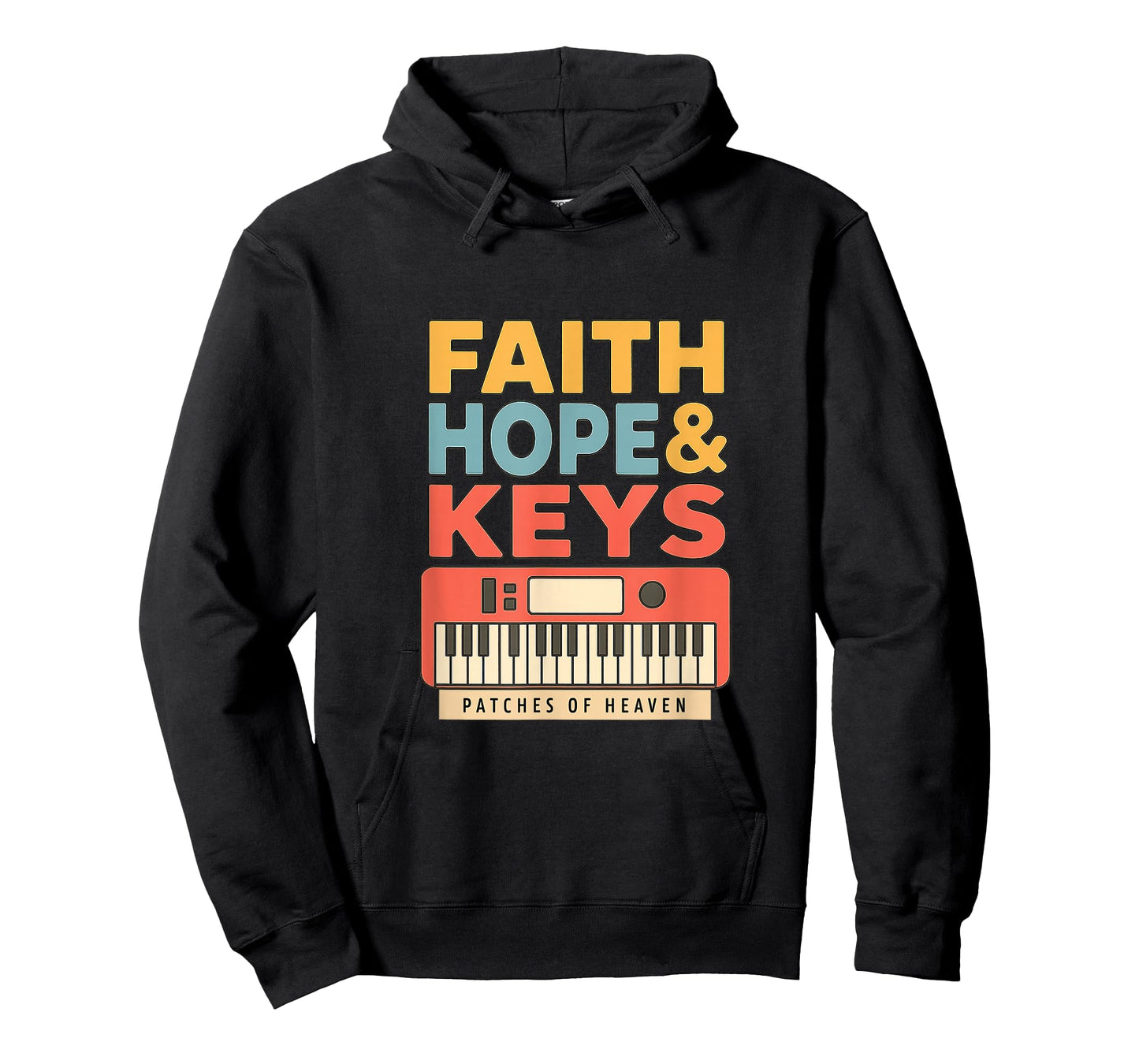 Faith Hope & Keys Christian Musician Worship Keyboard Design T-Shirt