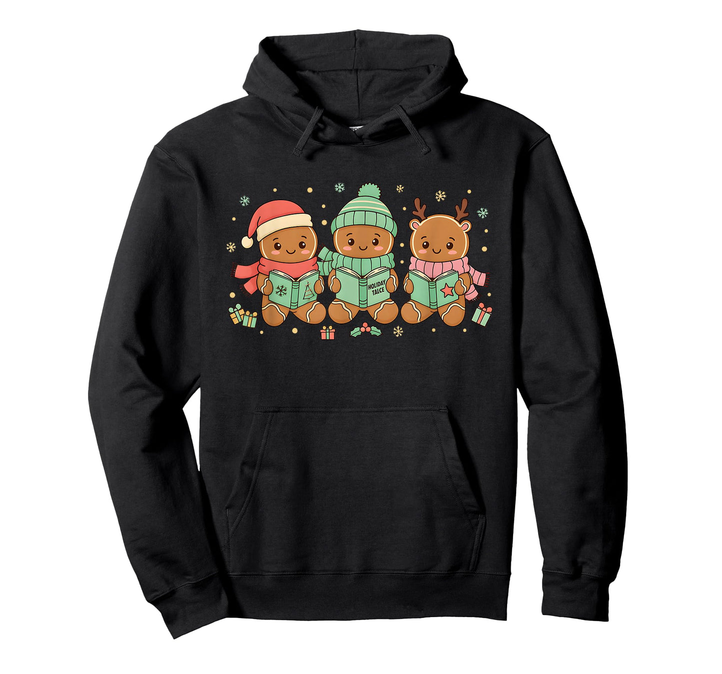 Christmas Library Gingerbread Man Books Lover Bookworm T-Shirt