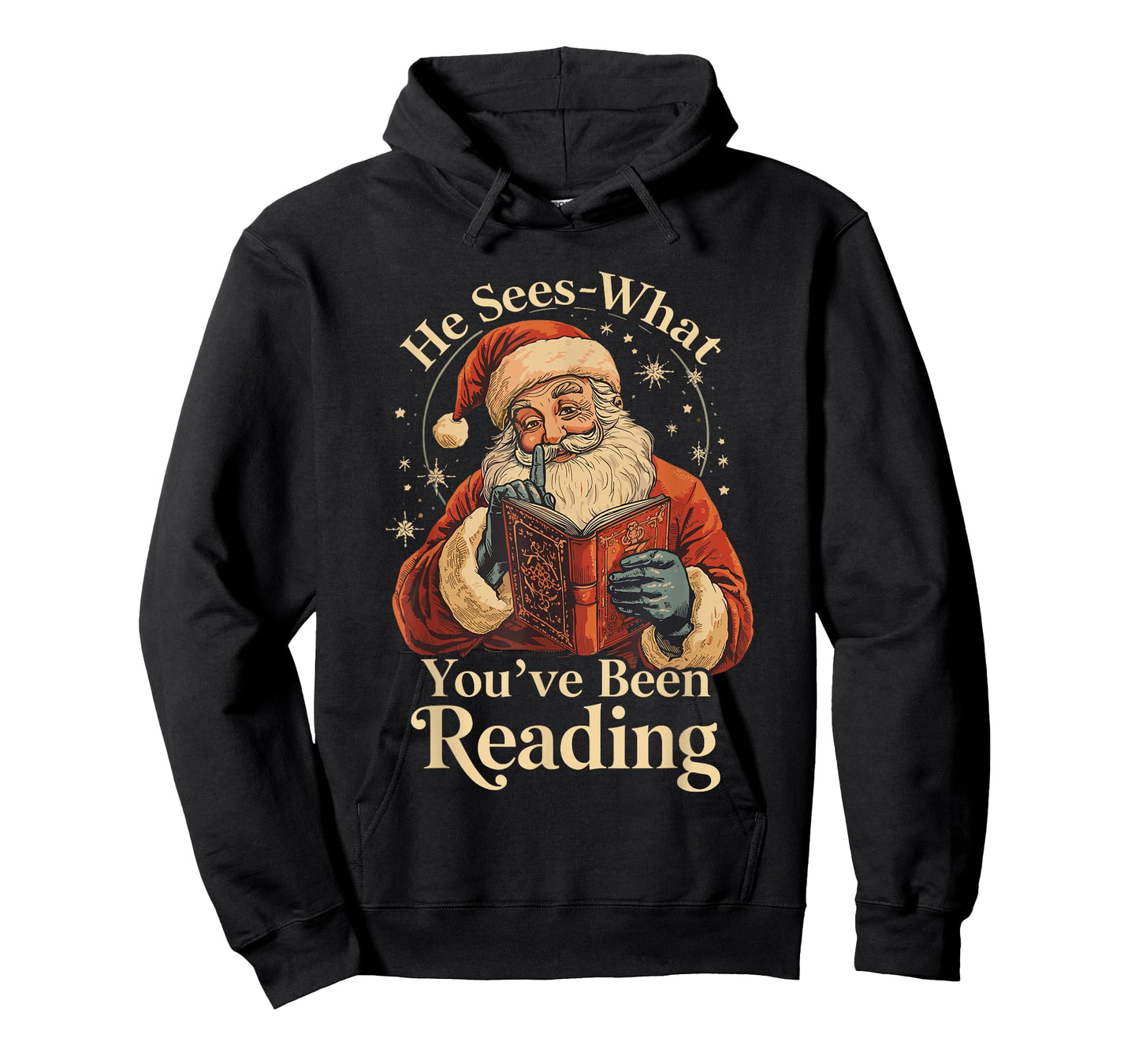 He Sees What You've Been Reading Funny Bookish Christmas T-Shirt
