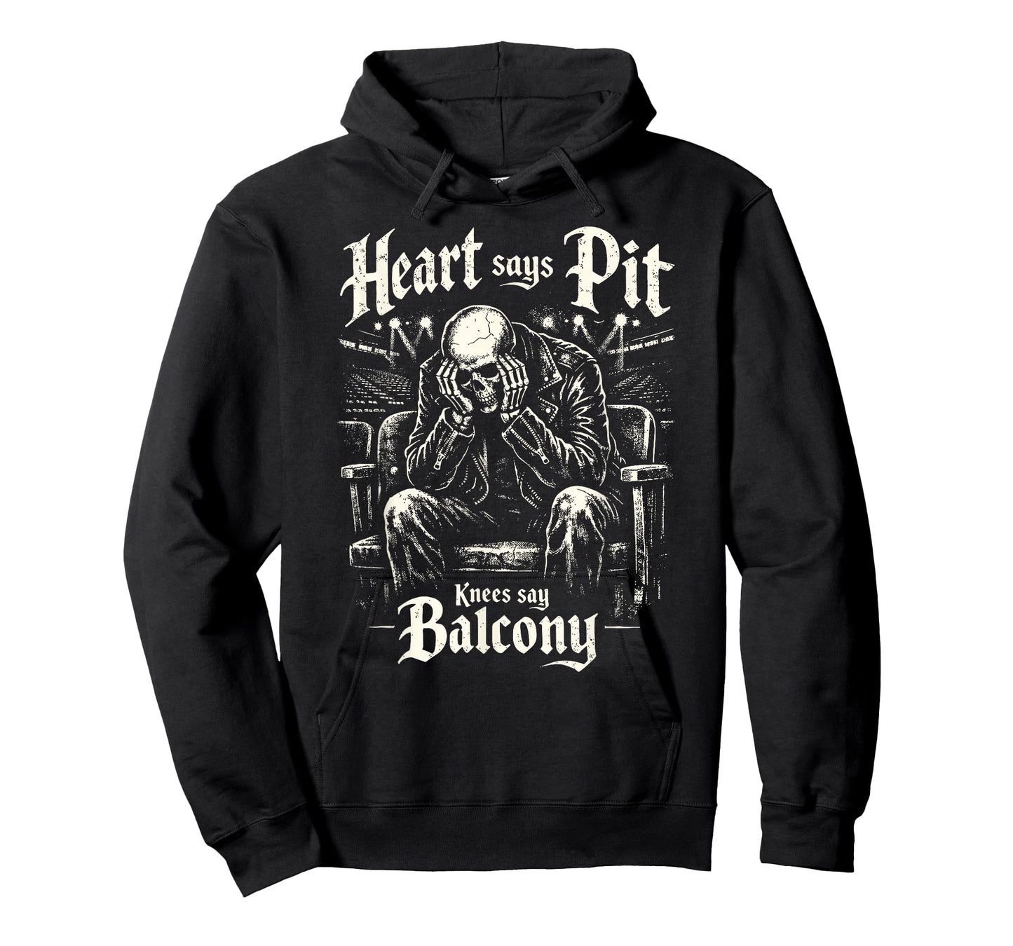 Heart Says Pit Knees Say Balcony Metal Rock Concert Mosh Pit T-Shirt