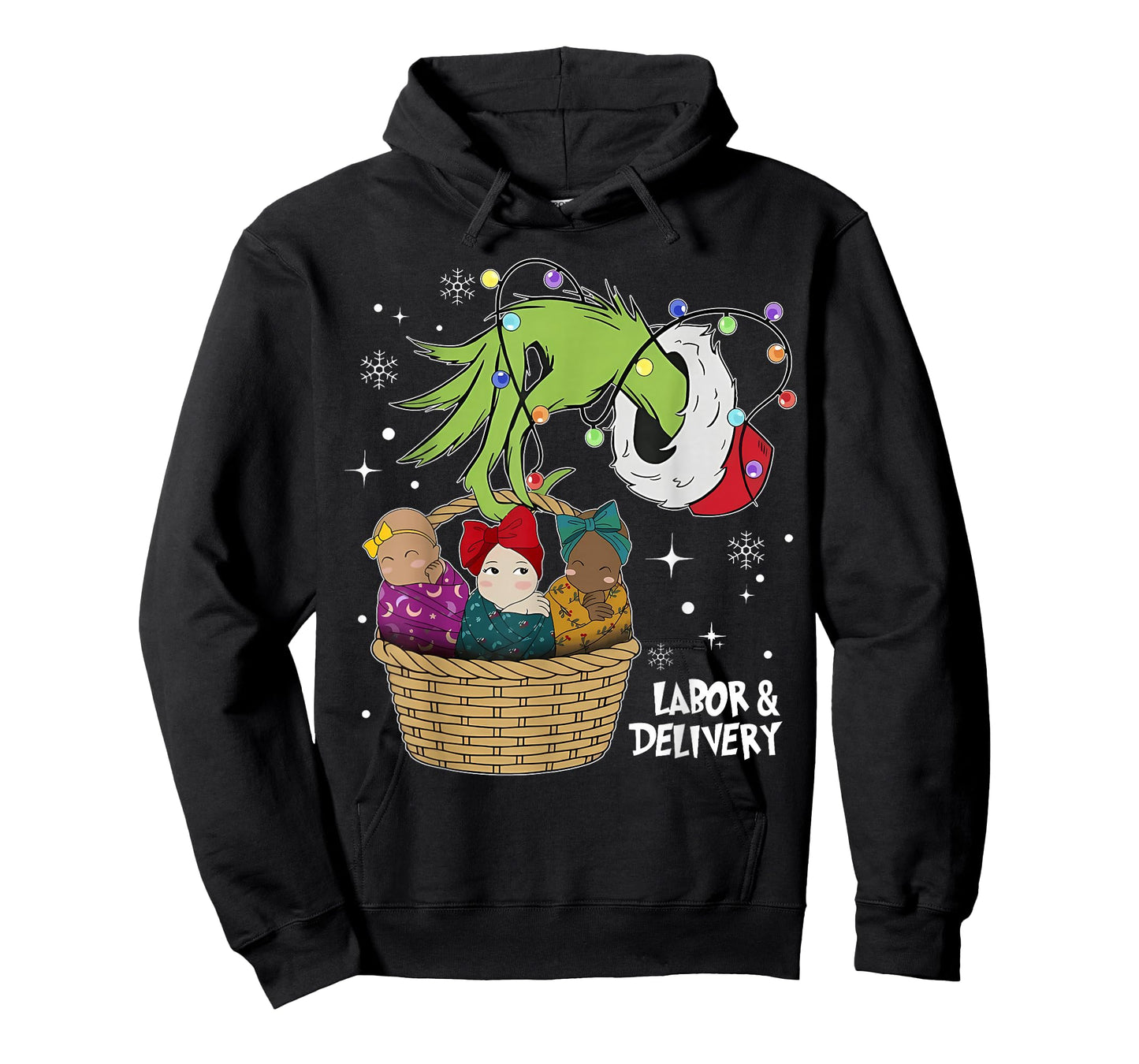 Labor and Delivery Nurse Christmas Lights Snowflake Holiday T-Shirt