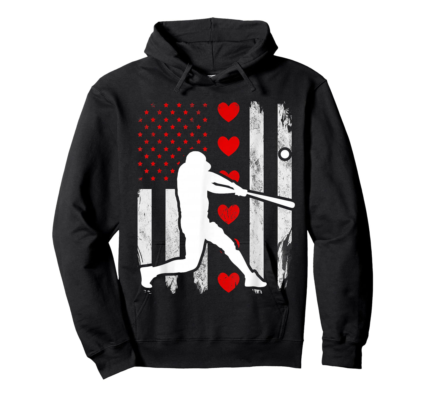 Baseball Silhouette Heart USA Flag Hearts American Boys Kids T-Shirt