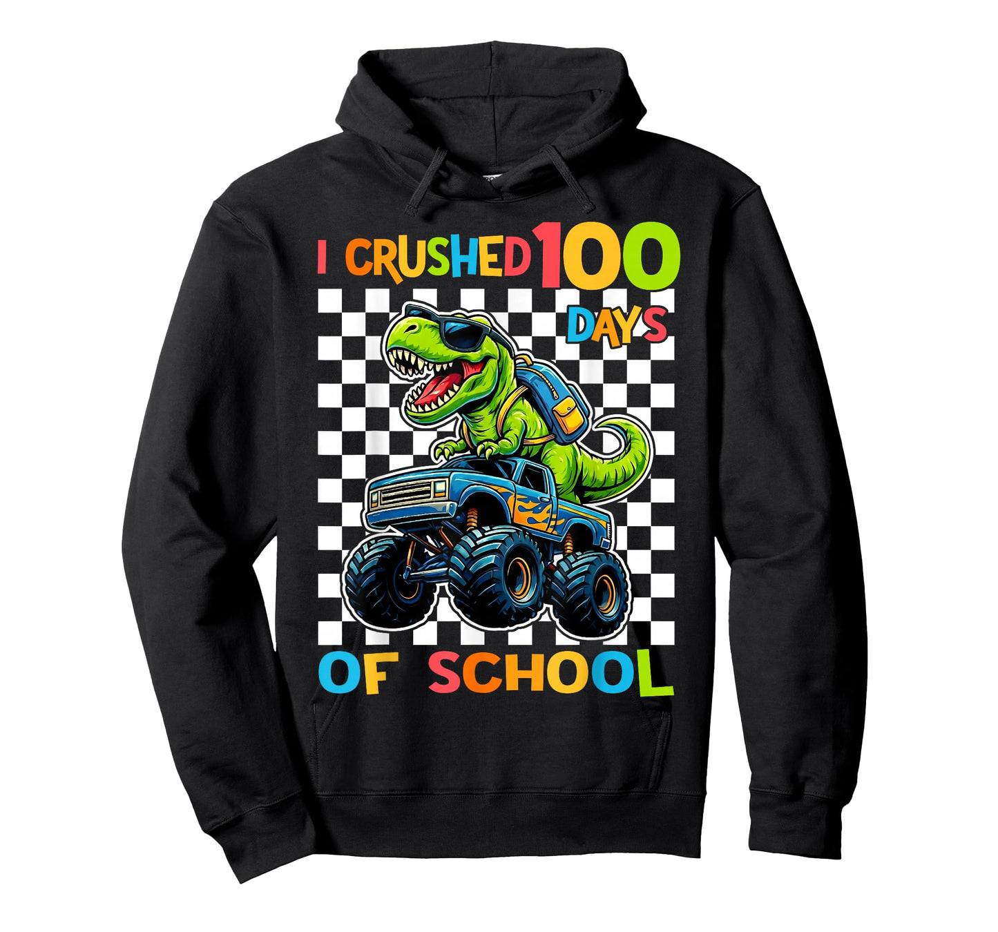100 Days of School T-Rex Dino Monster Truck 100th Day Boys T-Shirt