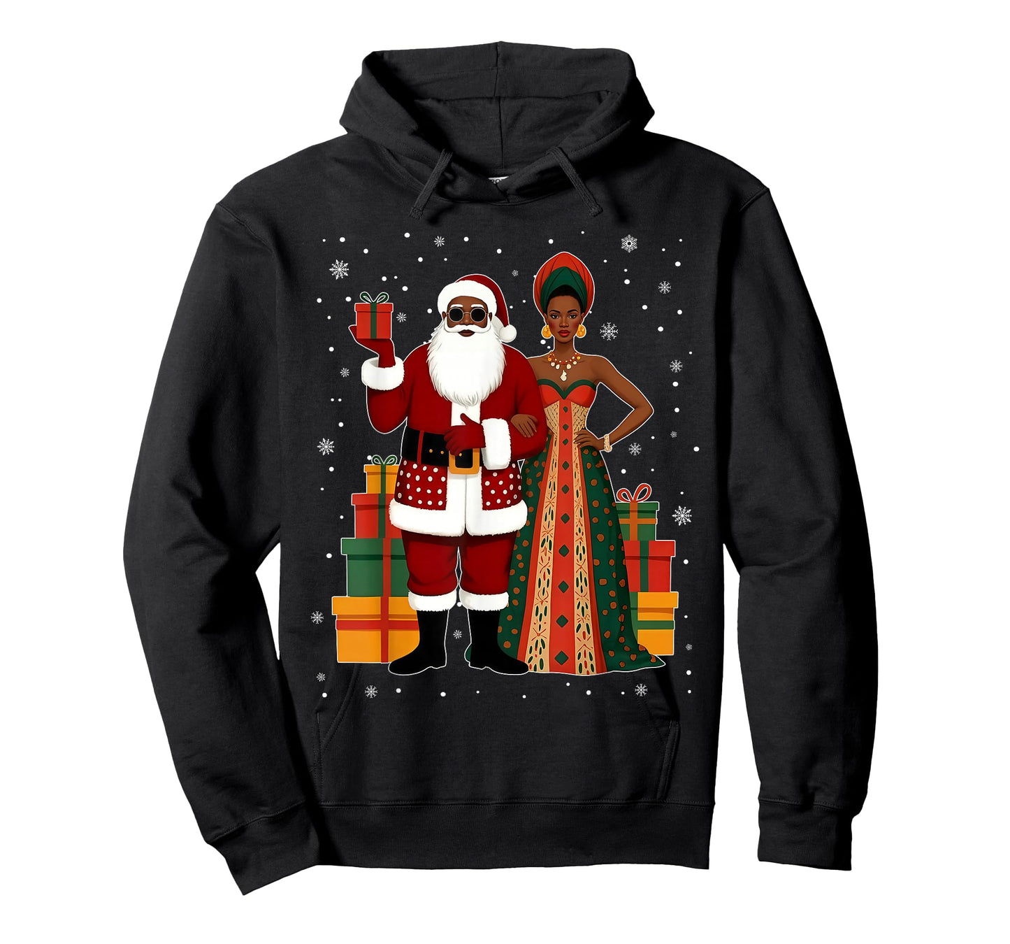 Funny Mr. & Mrs. Santa Claus Christmas African American Xmas T-Shirt