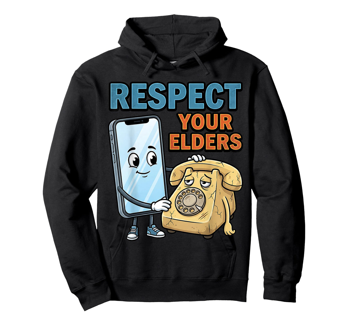 Respect Your Elders Retro Phone Technology Humor T-Shirt