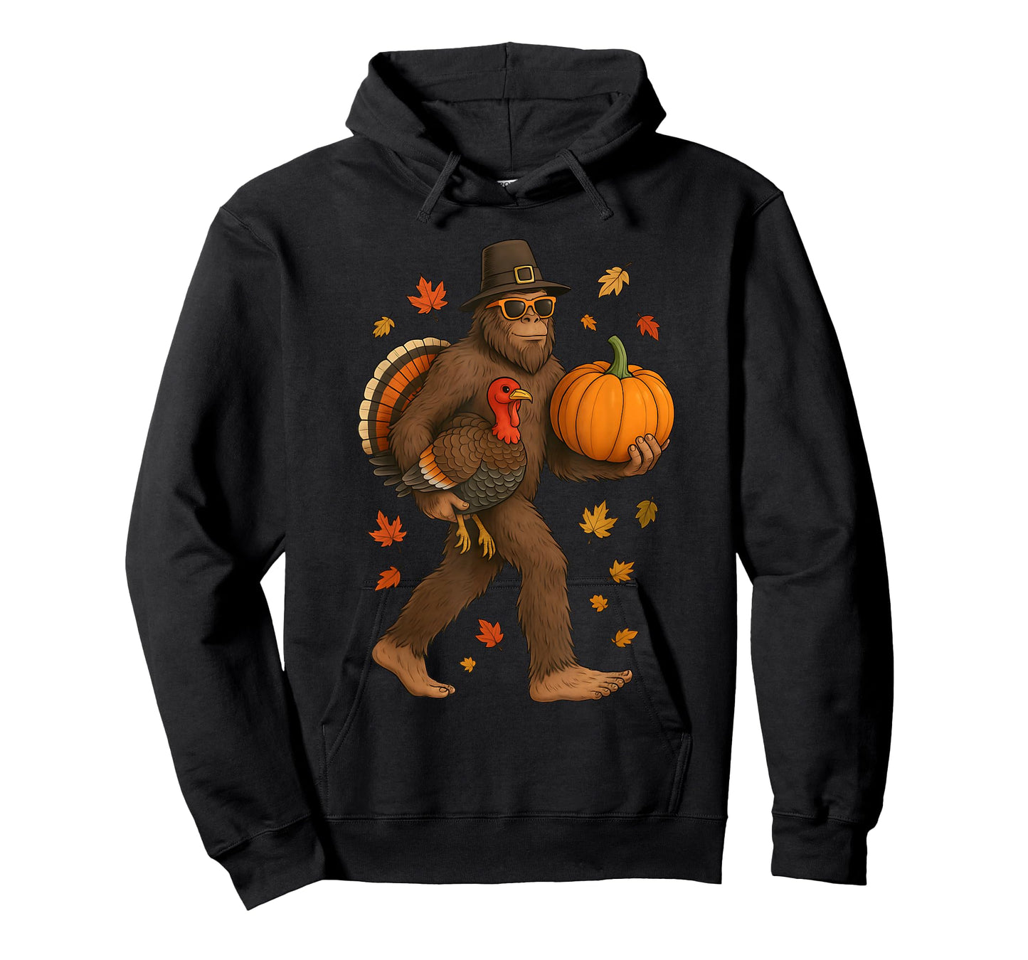 Bigfoot Pilgrim Turkey Pumpkin Thanksgiving Day for Boy Men T-Shirt