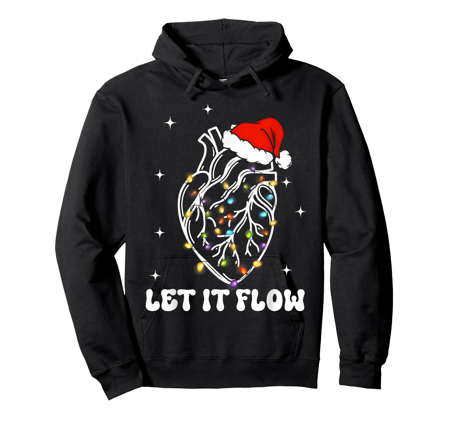Funny Let It Flow Anatomy Heart Cardiac Nurse Santa Hat Xmas T-Shirt